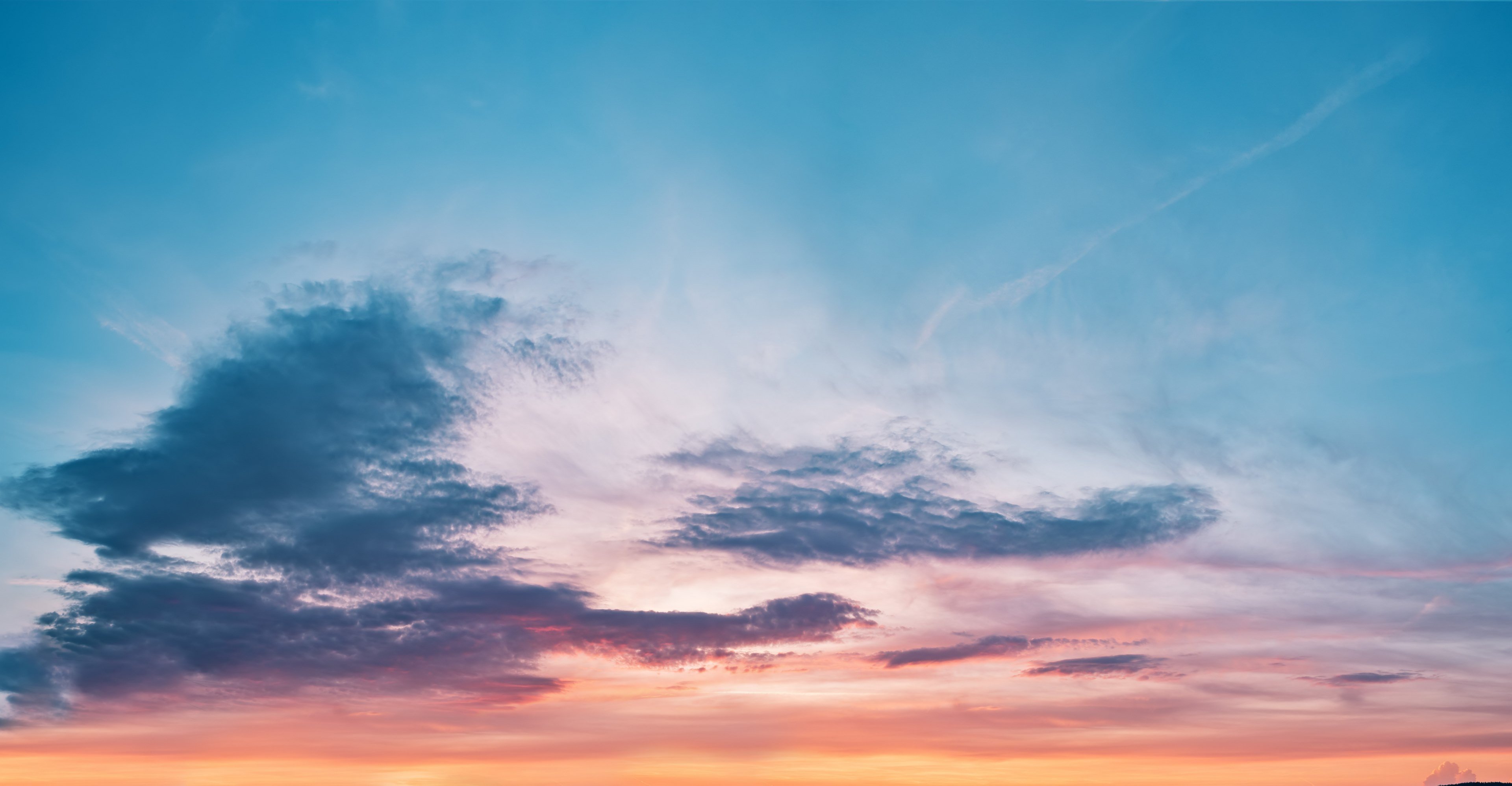 Wallpaper / blue pink and orange skyscape during sunset, skies and clouds 4k wallpaper free download