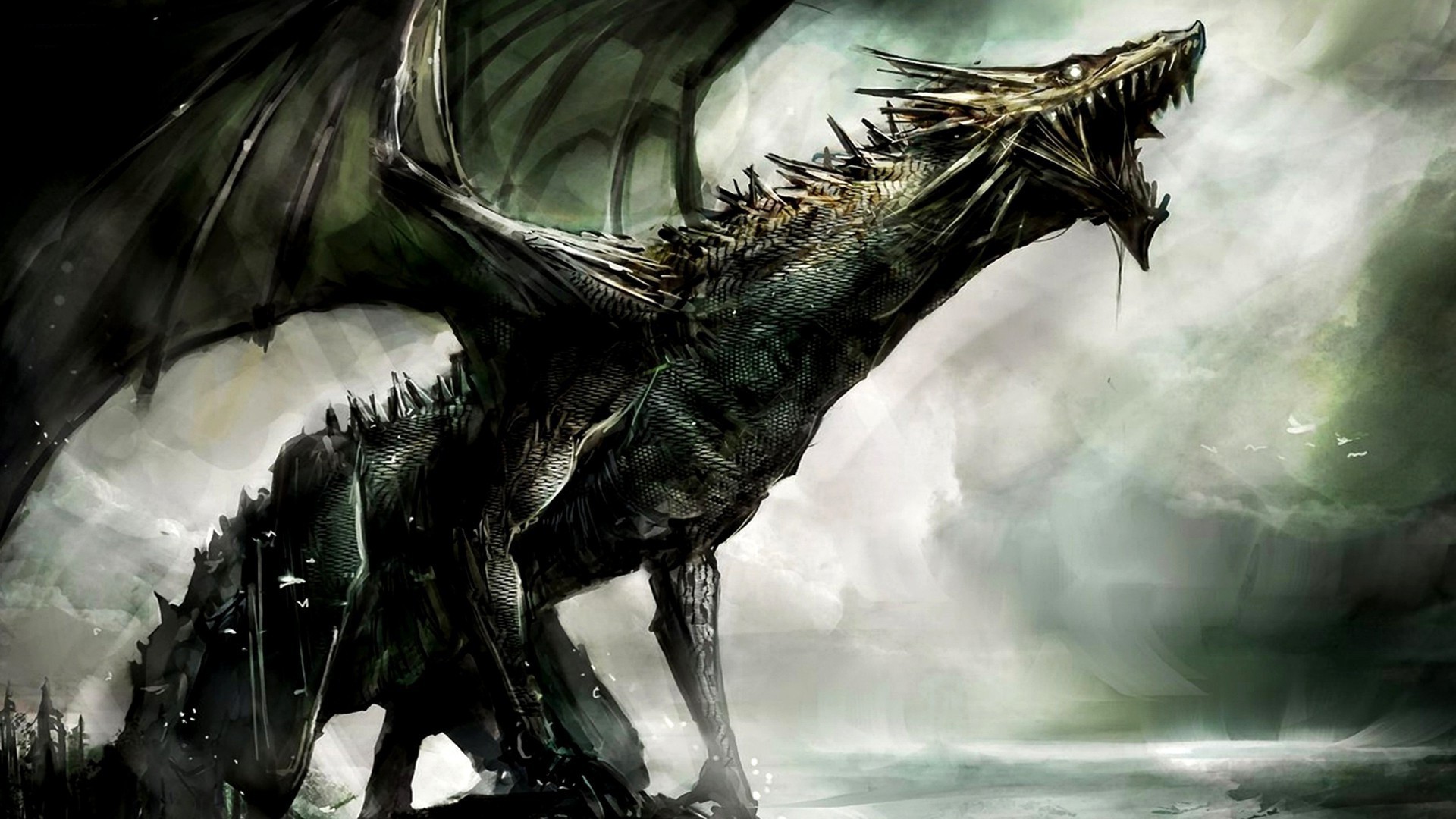 artwork, Dragon, Fantasy Art, Concept Art, Dark, Spooky Wallpaper HD / Desktop and Mobile Background