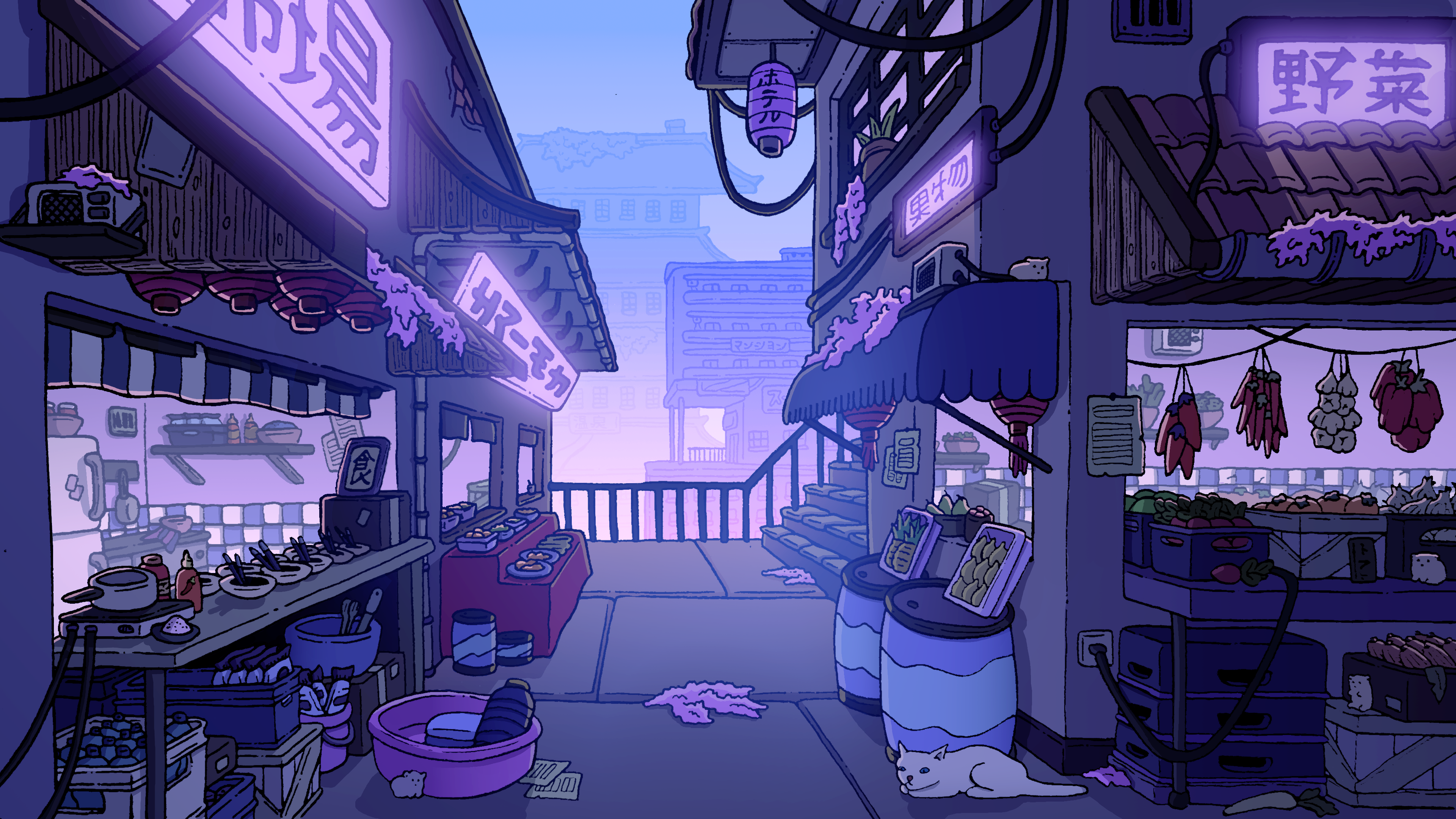 Purple Market Alley, me, digital, 2023