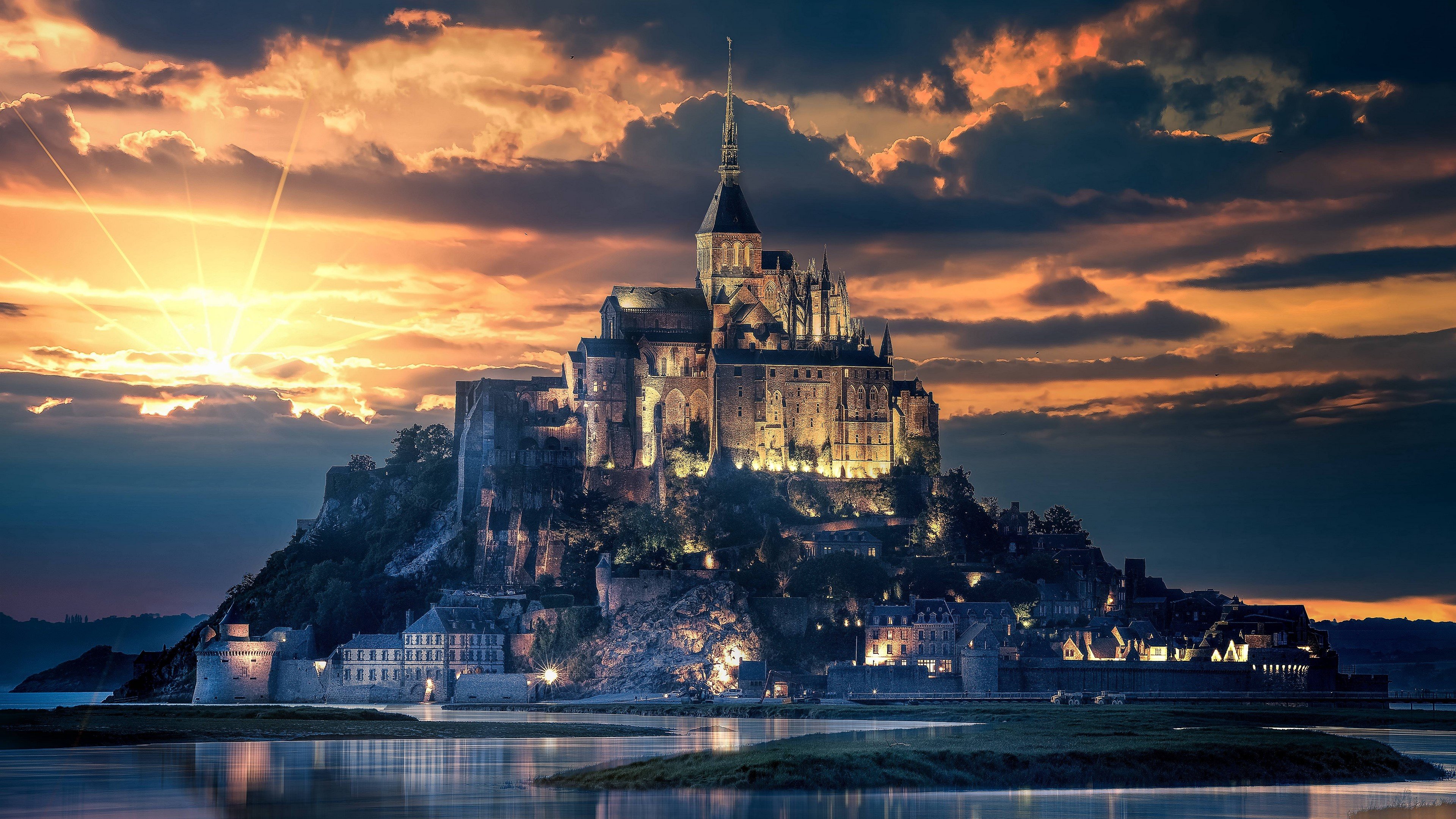 Mont Saint Michel, France, Island, Castle 4k Gallery HD Wallpaper