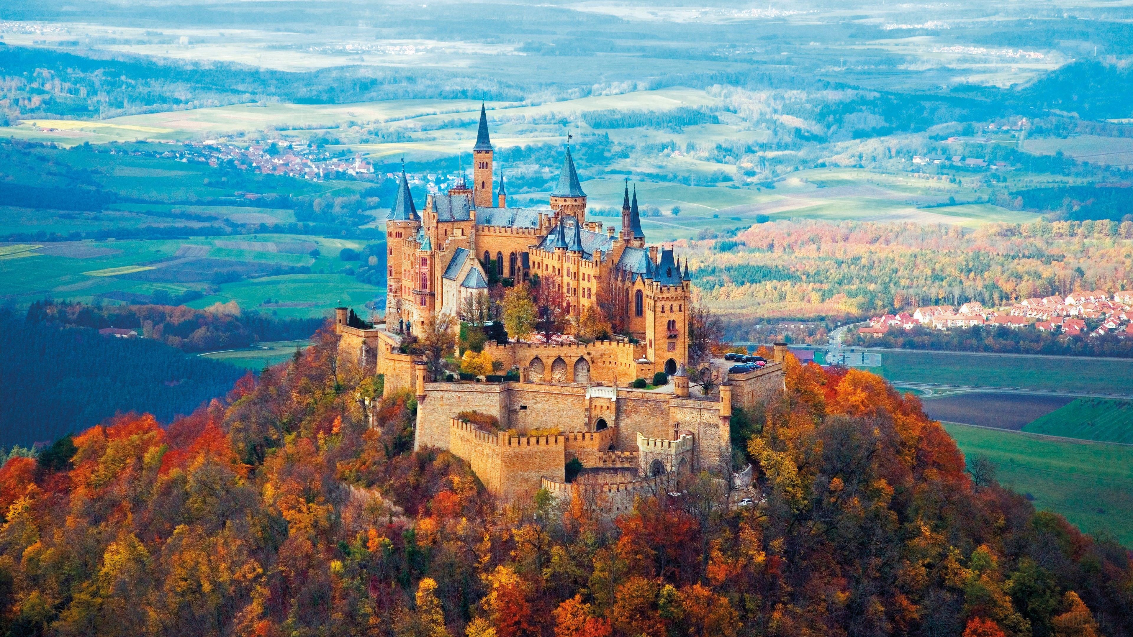 Castle, Fall, Foliage, Forest, Hohenzollern Castle 4k Gallery HD Wallpaper