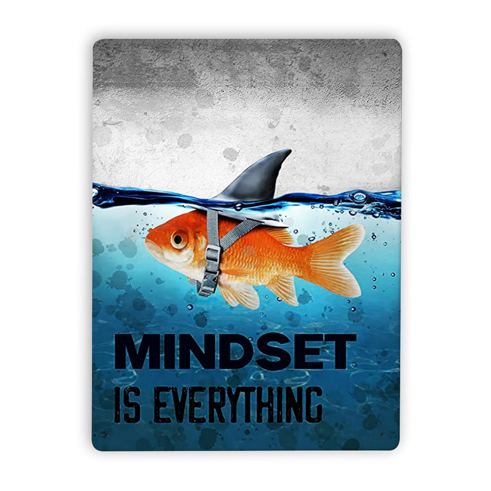 STAPTOP Mindset is Everything Motivational Wall Art Inspirational Entrepreneur Quotes Metal Sign for Living Room Bedroom Office, Cute Fish Home Decor Metal Sign 8''x12'', 8 x 12 Inch, Home