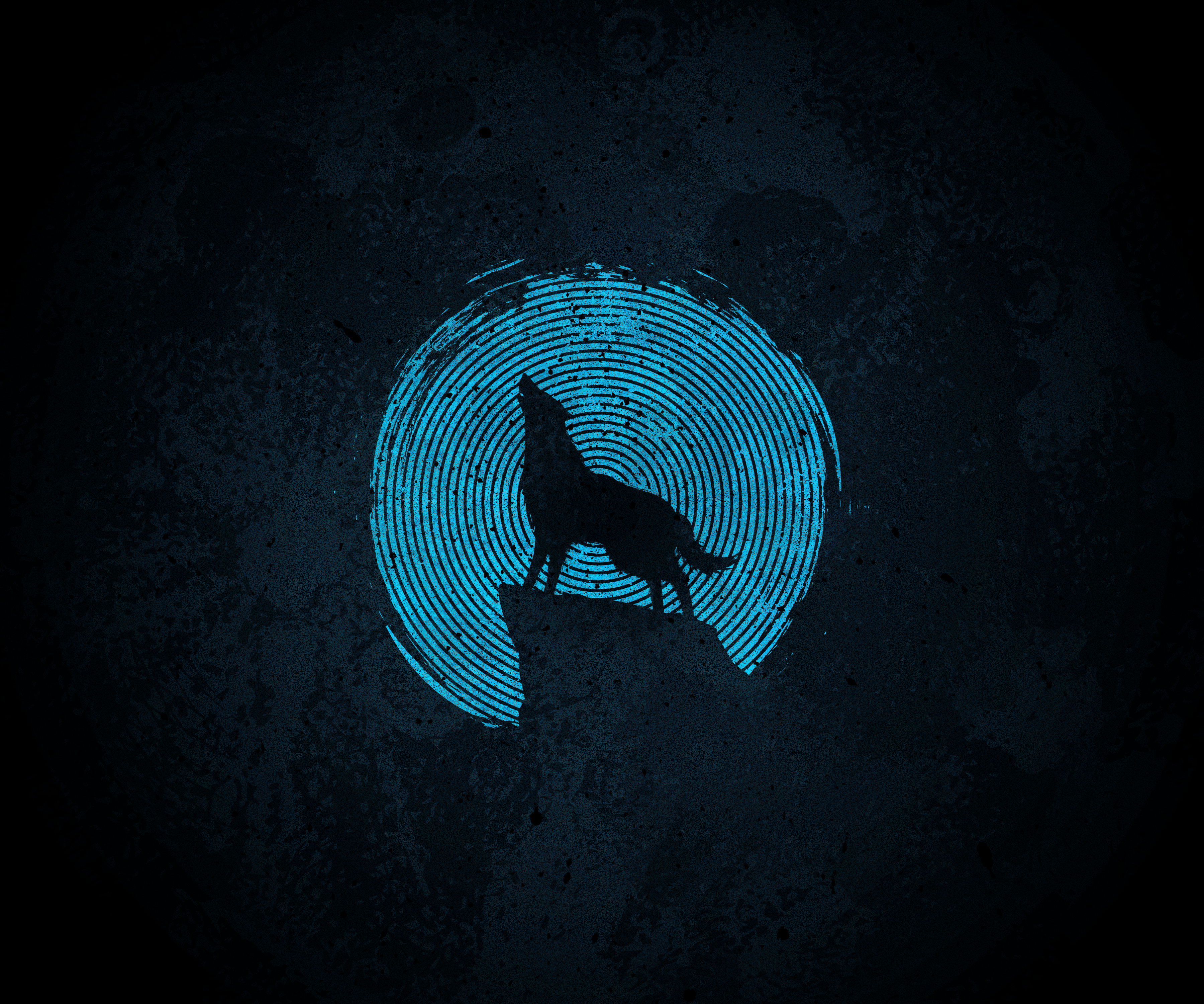 graphic design, digital art, wolf, circle, silhouette, blue, fingerprints Gallery HD Wallpaper