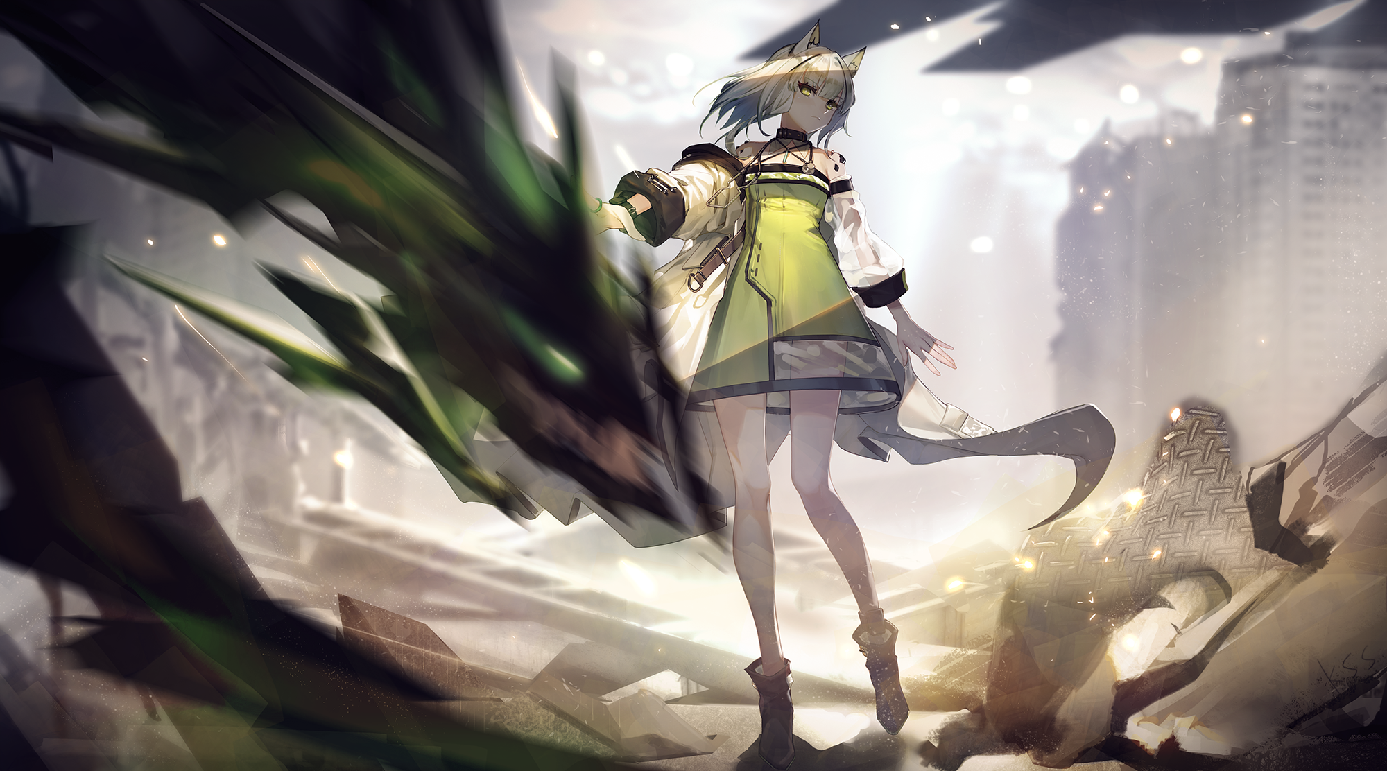 kirsos arknights kal'tsit (arknights) animal ears see through tail