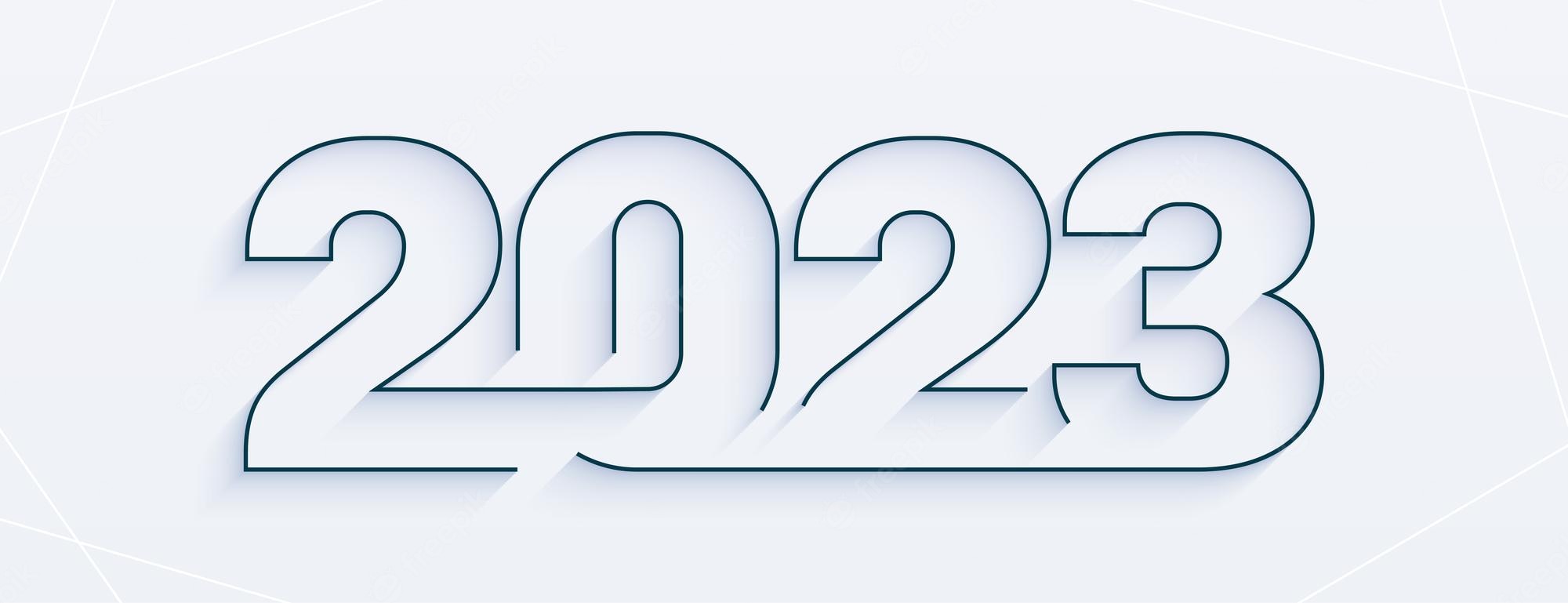 Free Vector. Clean 2023 text in line style for new year wallpaper