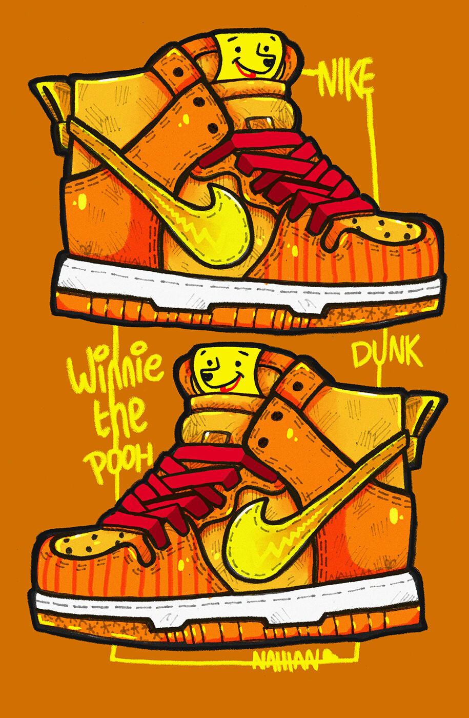 Download Winnie The Pooh Cartoon Jordan Shoes Wallpaper
