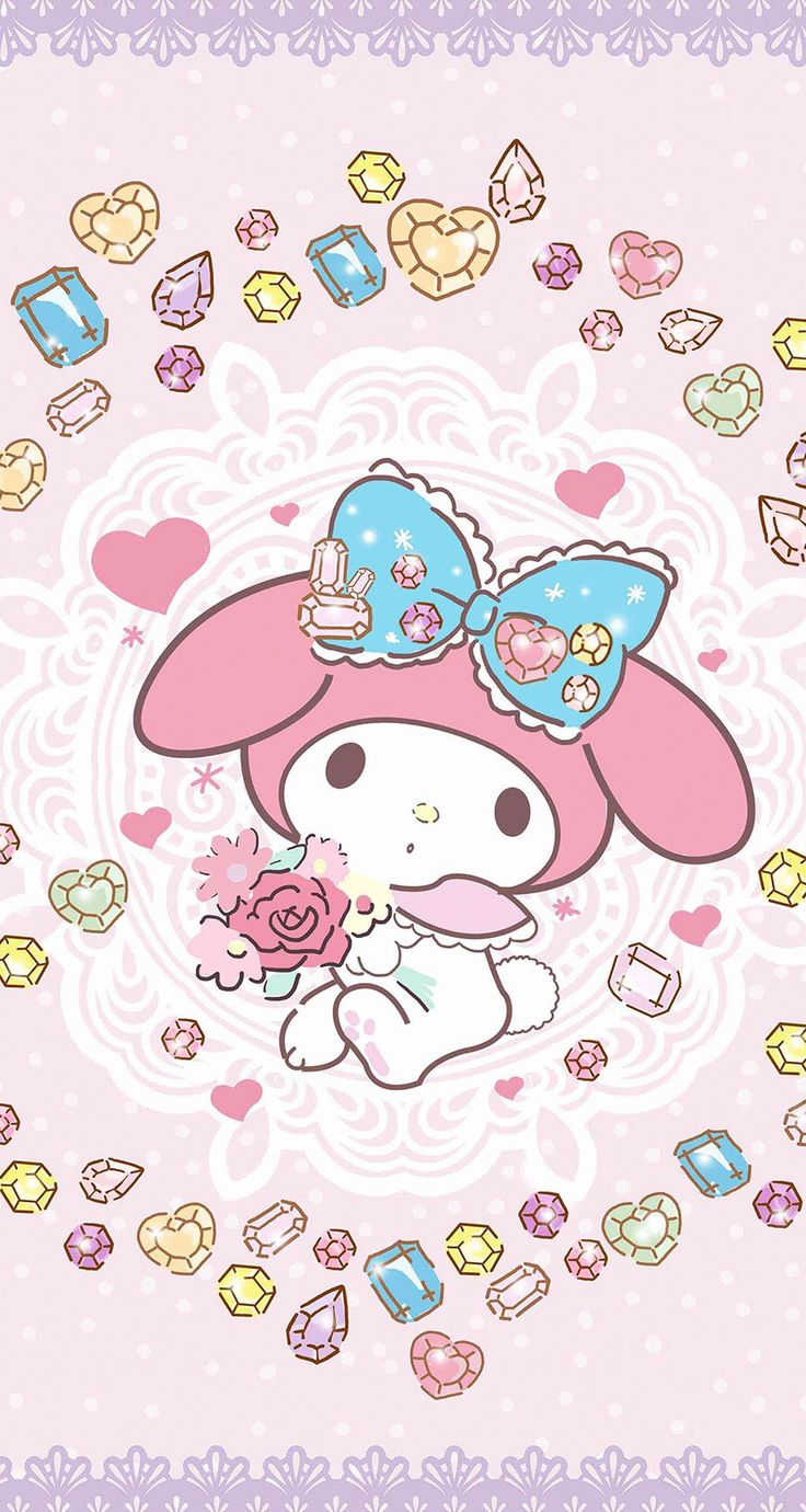My Melody wishing you a SWEET & ROMANTIC St. Valentine's Day, as courtesy of Sanrio. Melody hello kitty, Hello kitty wallpaper, My melody wallpaper