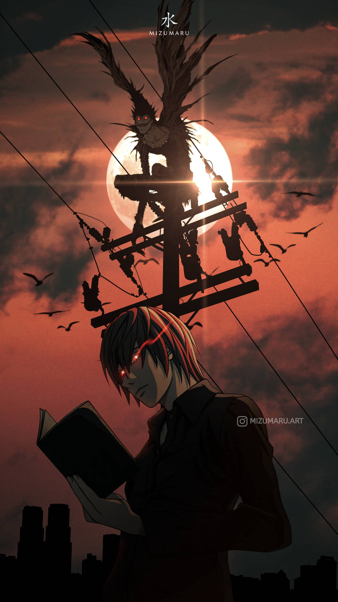 Download Light With Shinigami Ryuk Death Note Phone Wallpaper