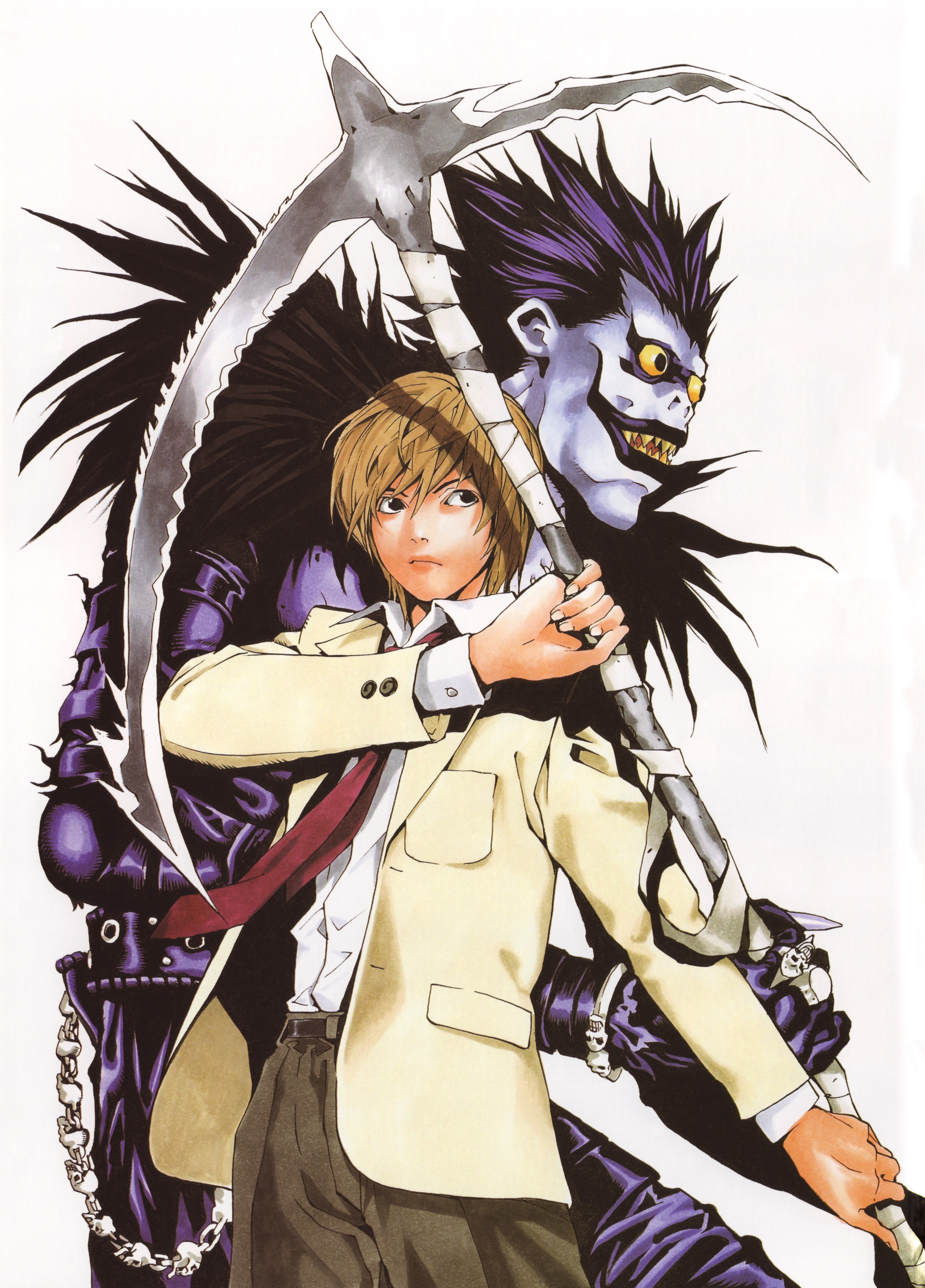 yagami light and ryuk (death note) drawn