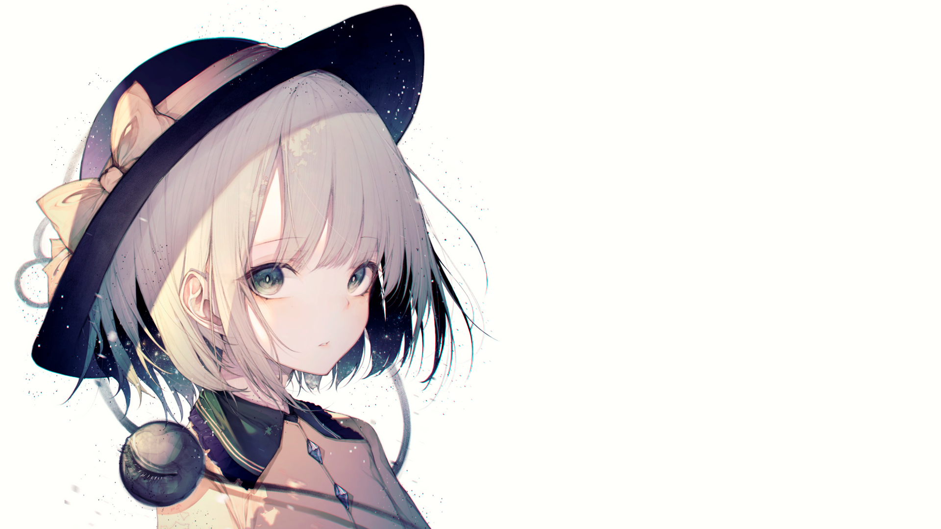 Wallpaper / anime, anime girls, simple background, Touhou, Komeiji Koishi, gray hair, silver hair, looking at viewer, hat free download