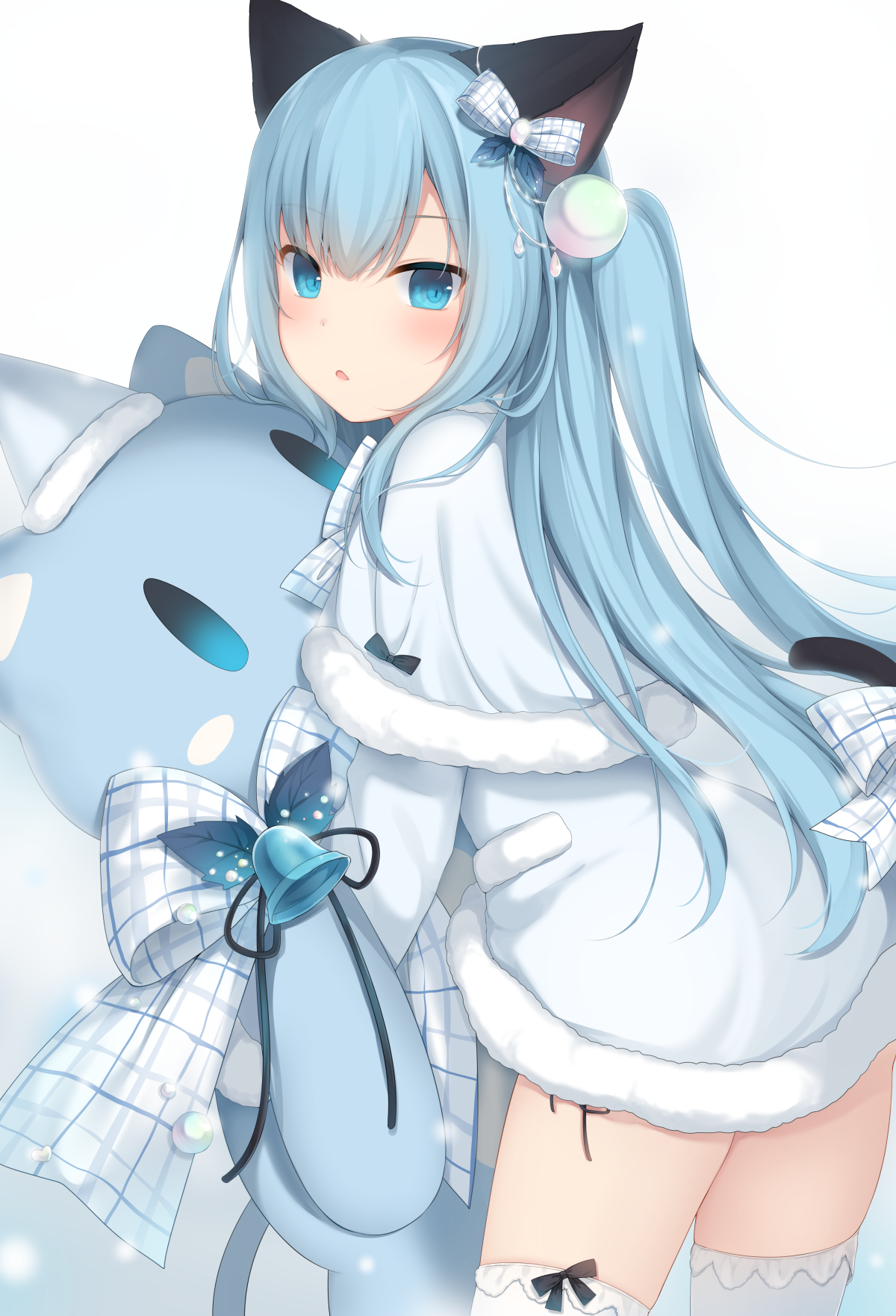 Wallpaper, Christmas, amashiro natsuki, animal ears, tail, thigh highs 1200x1762