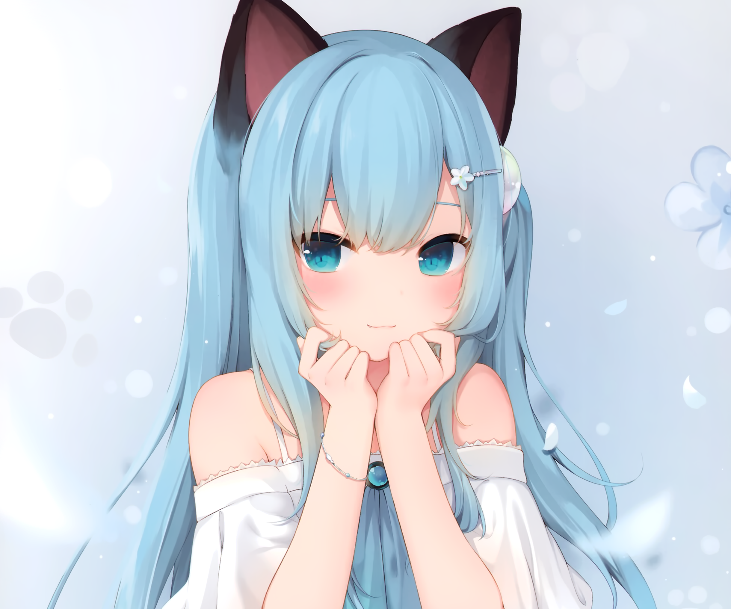 Anime Anime Girls Nekoha Shizuku Cat Girl Amashiro Natsuki Cropped Wallpaper:2440x2033