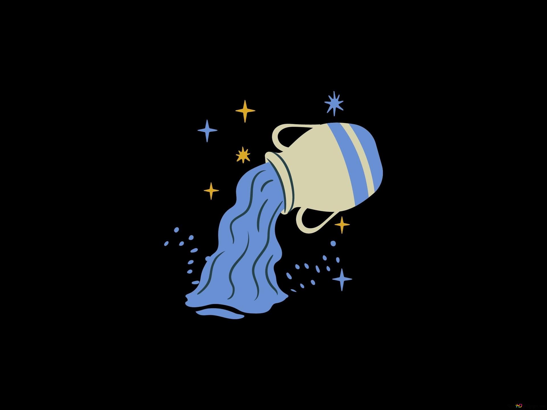 Aquarius zodiac sign 2K wallpaper download