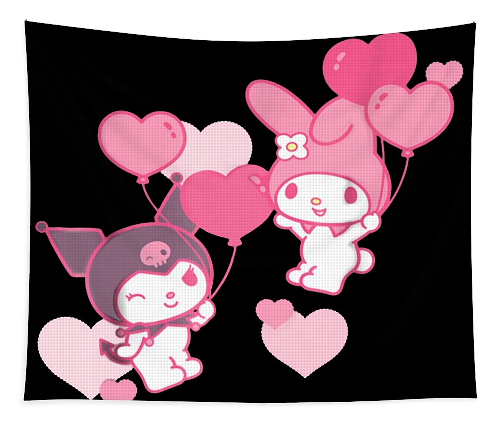 My Melody and Kuromi Valentine Day Hearts Tapestry