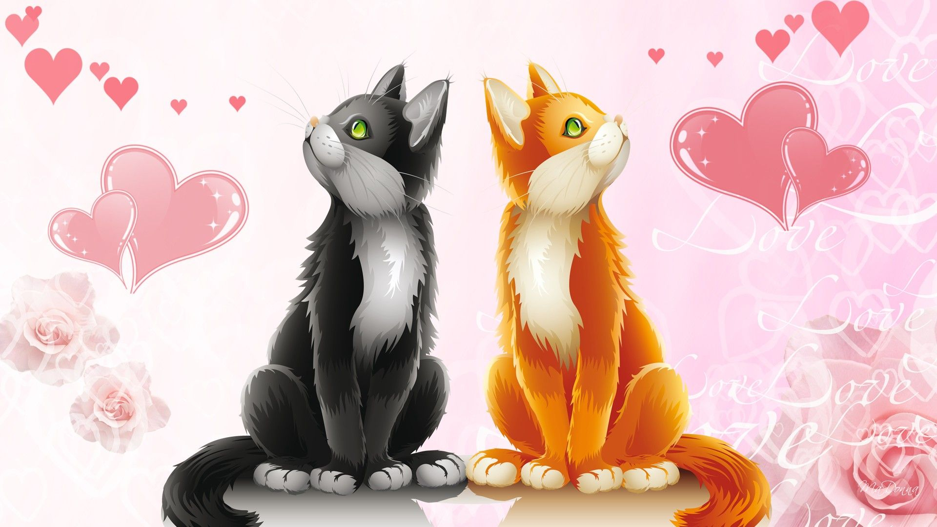 Valentine Cats Wallpaper and Background 4K, HD, Dual Screen
