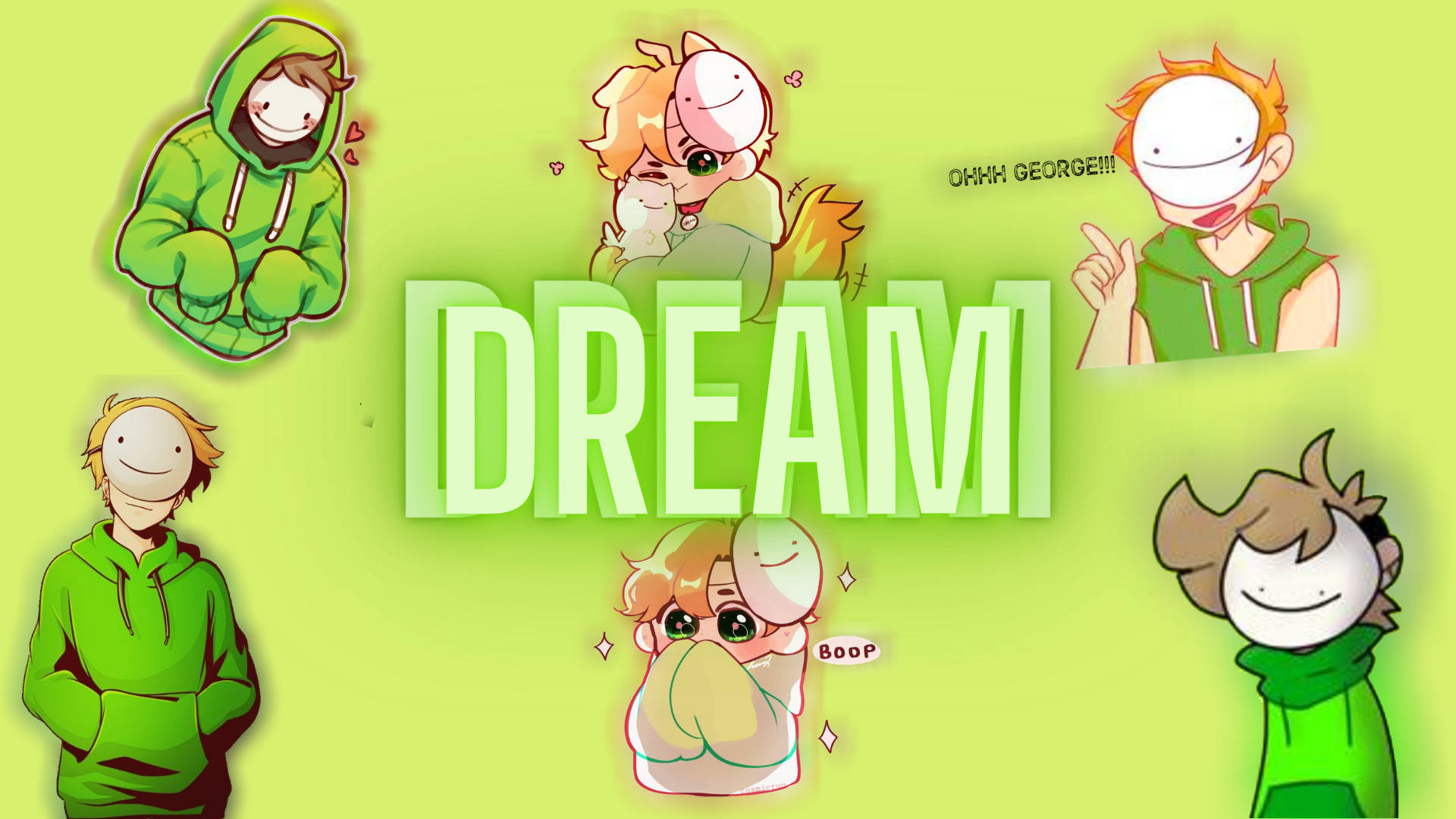 Download Cute Minecraft Dream Fanart Wallpaper