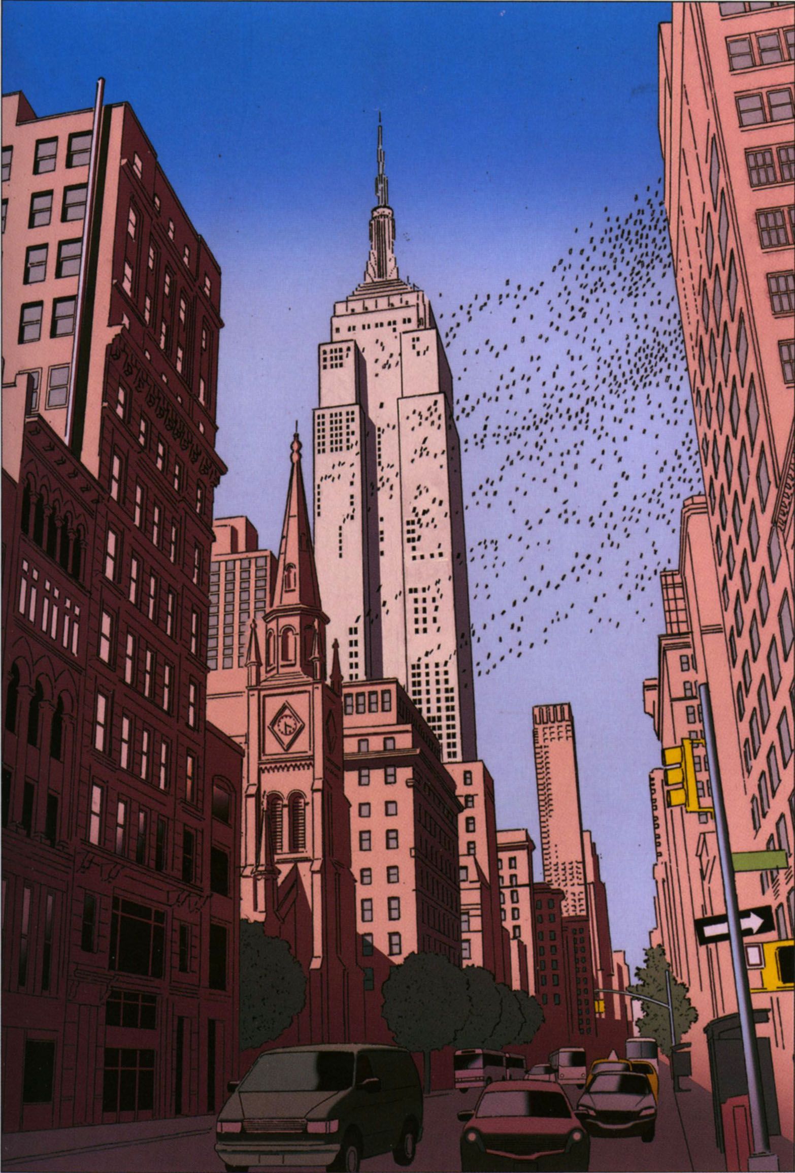 Empire State Building in Flight illustrated by Guy Billout. El arte de la ciudad, Ilustración de la ciudad, Ciudad comics