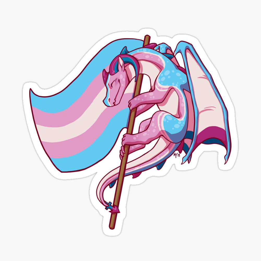 Transgender Pride Flag Dragon (3rd Edition) Poster
