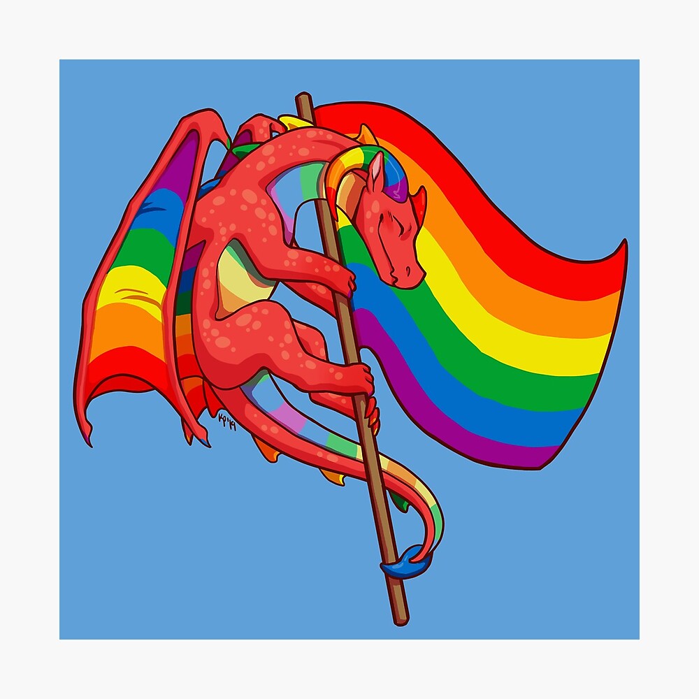 Gay Pride Flag Dragon (3rd Edition) Poster