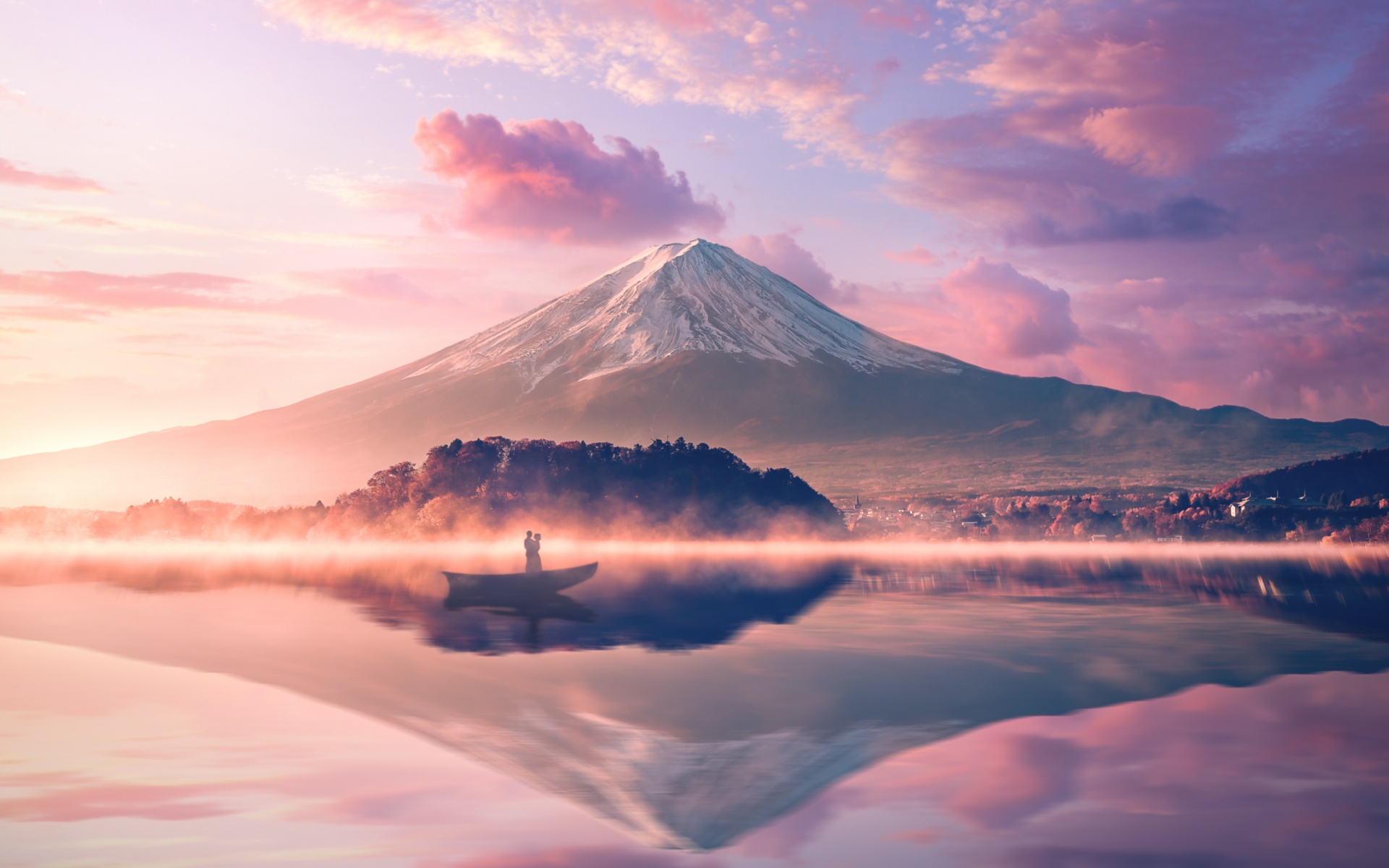 Mount Fuji Wallpaper 4K, Volcano, Japan, River, Nature