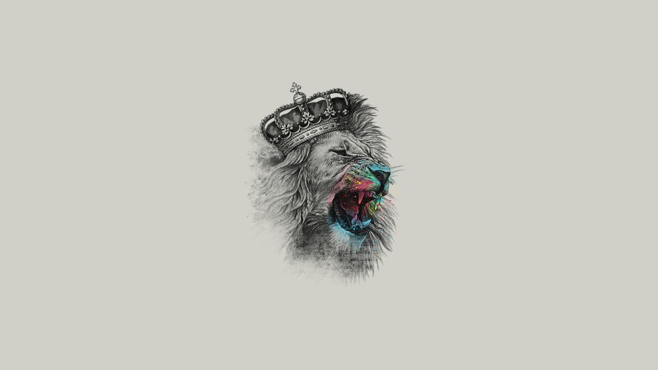 Lion in the royal crown Desktop wallpaper 1280x720
