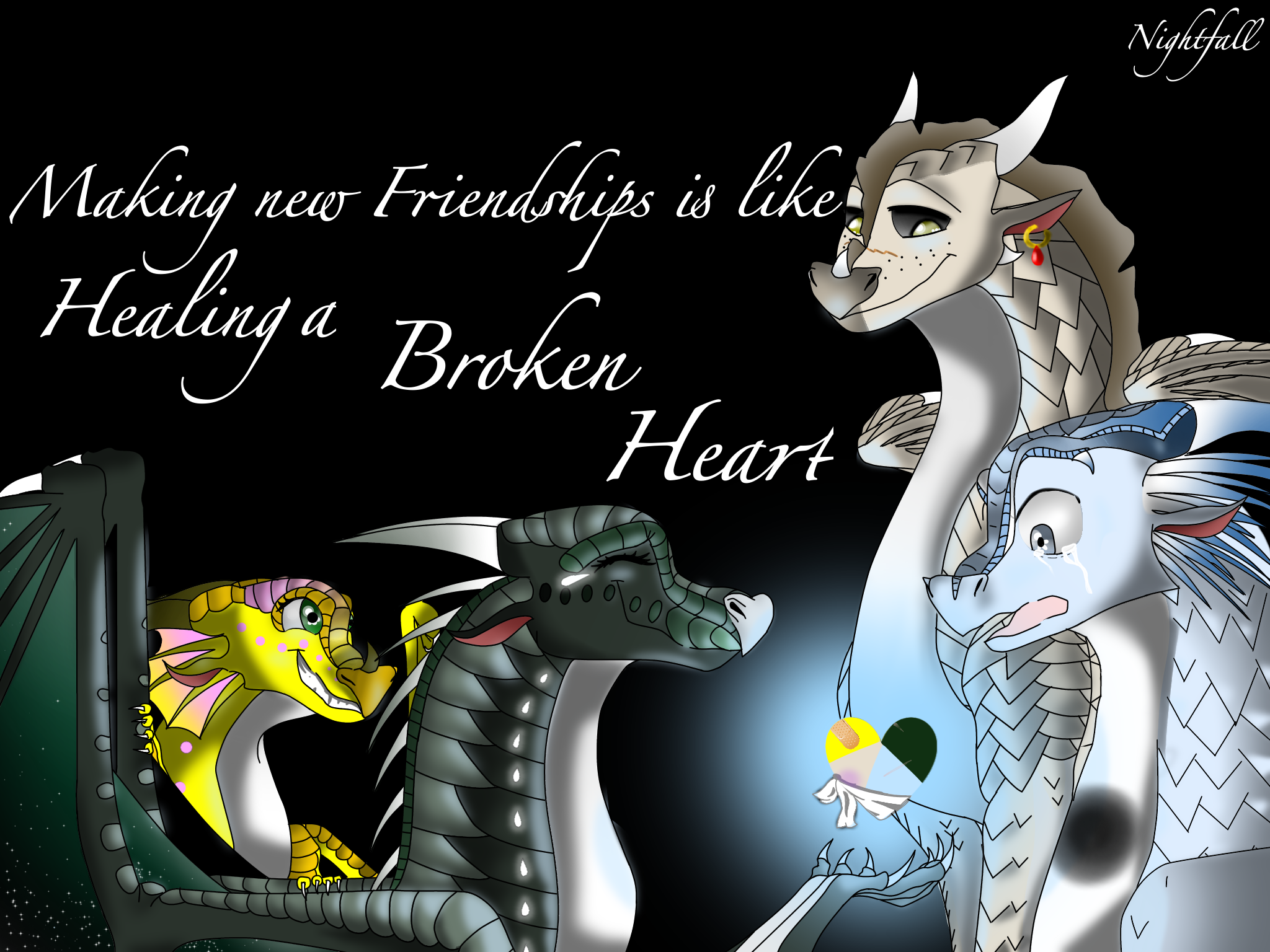 Mended Heart By Nightfall. Wings Of Fire Dragons, Wings Of Fire, Fire Art