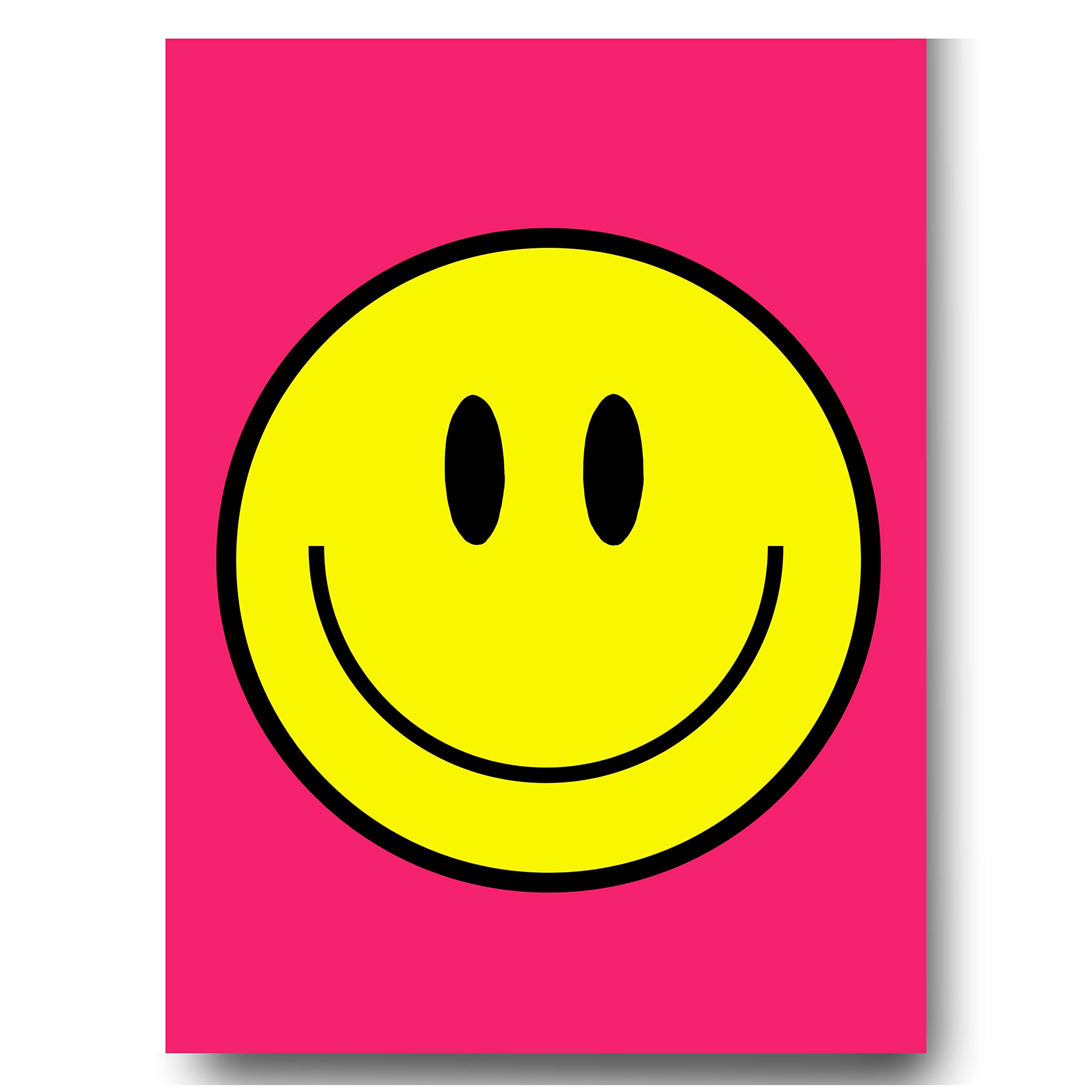 Preppy Room Decor Aesthetic Smiley Face Poster Wall Art for Teen Girls Bedroom, Cute Preppy Prints, Posters, Gifts for Teens Girls Y2K Room or Dorm Decoration. 12x16in, UNFRAMED, Hot Pink