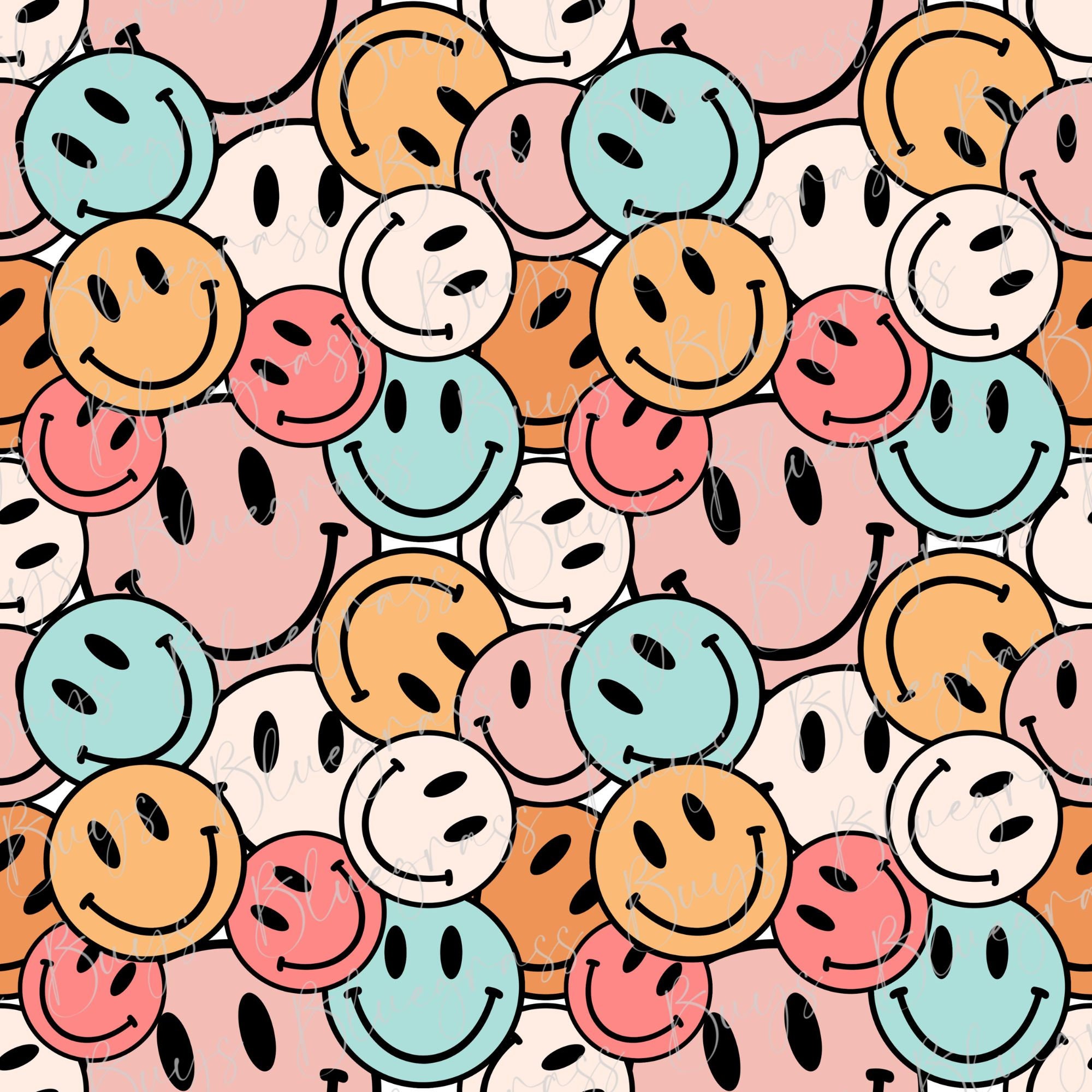 Retro Smiley Face Seamless Pattern Seamless Happy Face