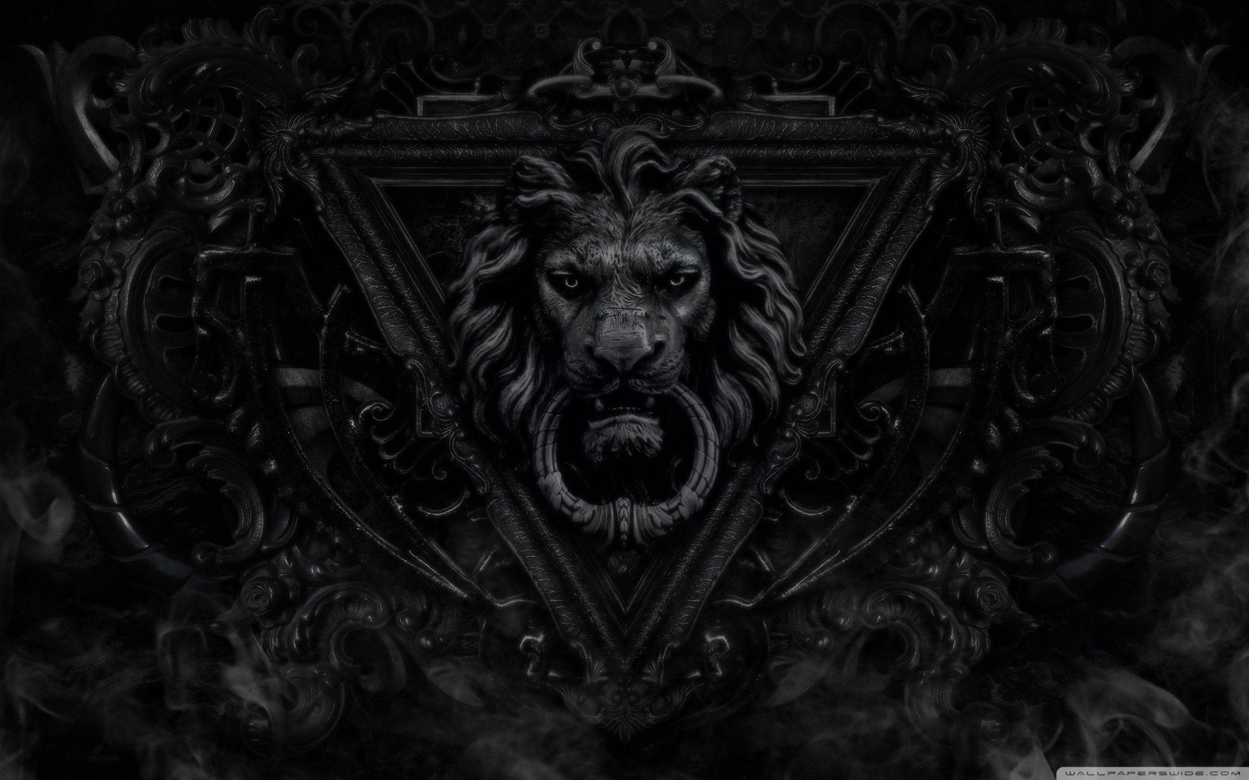 Download Dark Lion Sculpture Pc Wallpaper