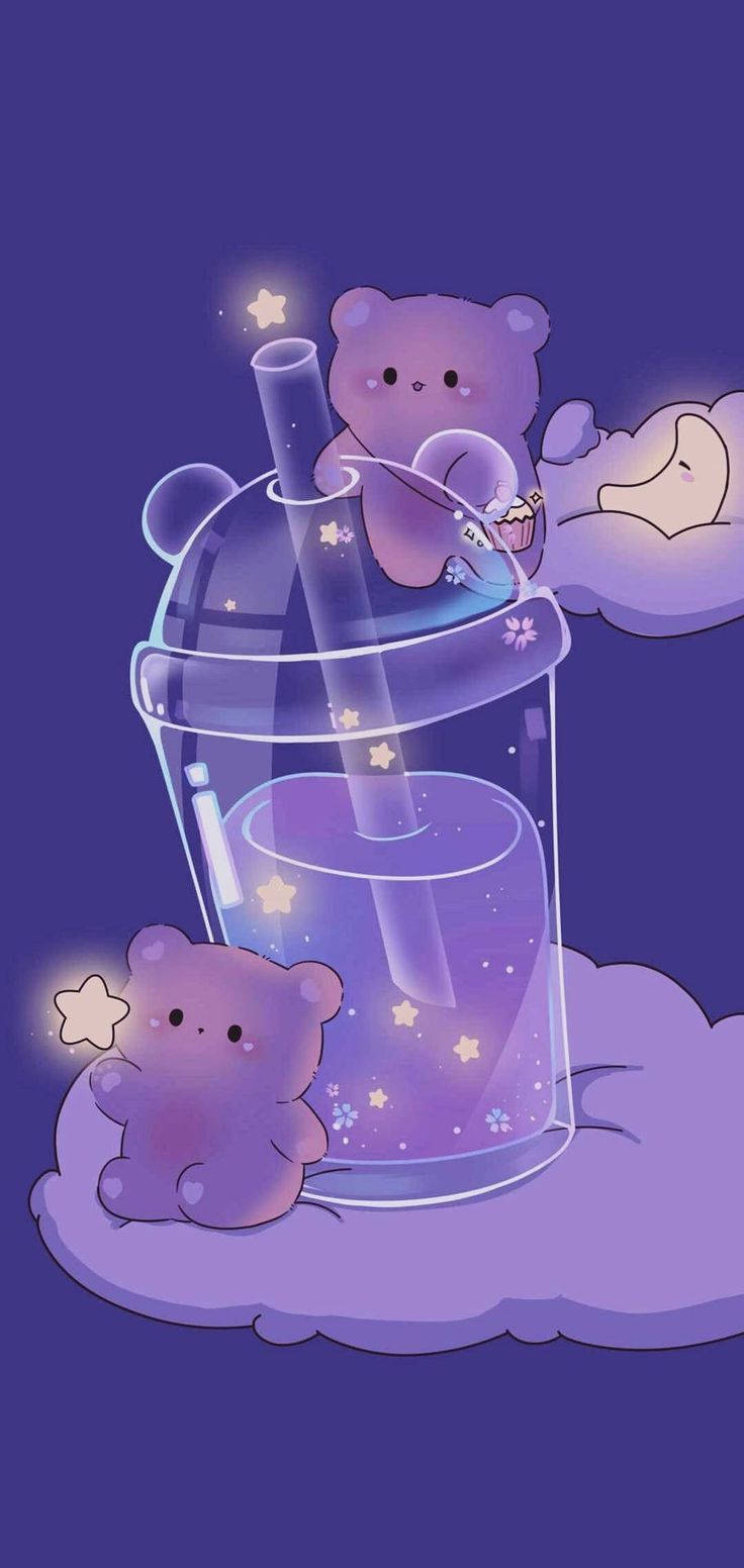 Download Cute Bears Purple iPhone Wallpaper