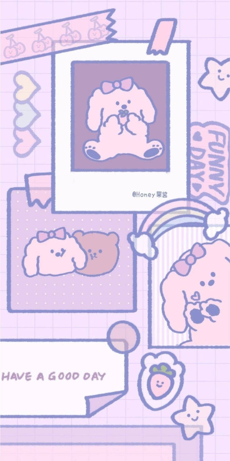 Download Pastel Cute Purple Bear Wallpaper