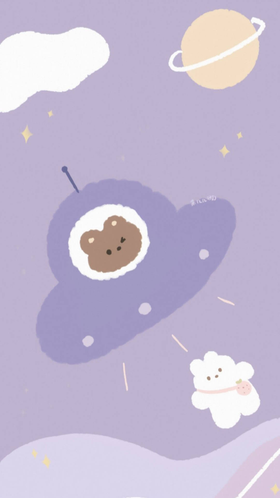 Download Bear Astronaut Pastel Cute Wallpaper