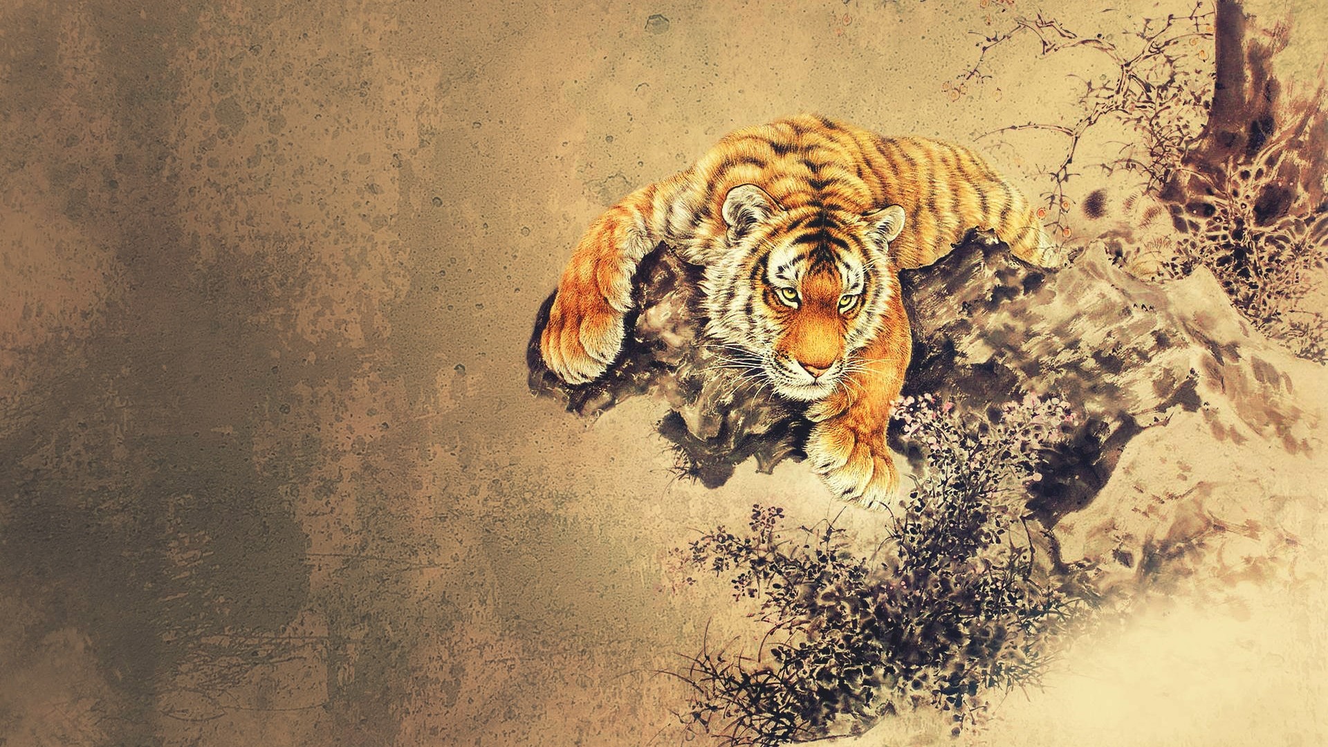 HD Oriental Tiger Art Gallery HD Wallpaper