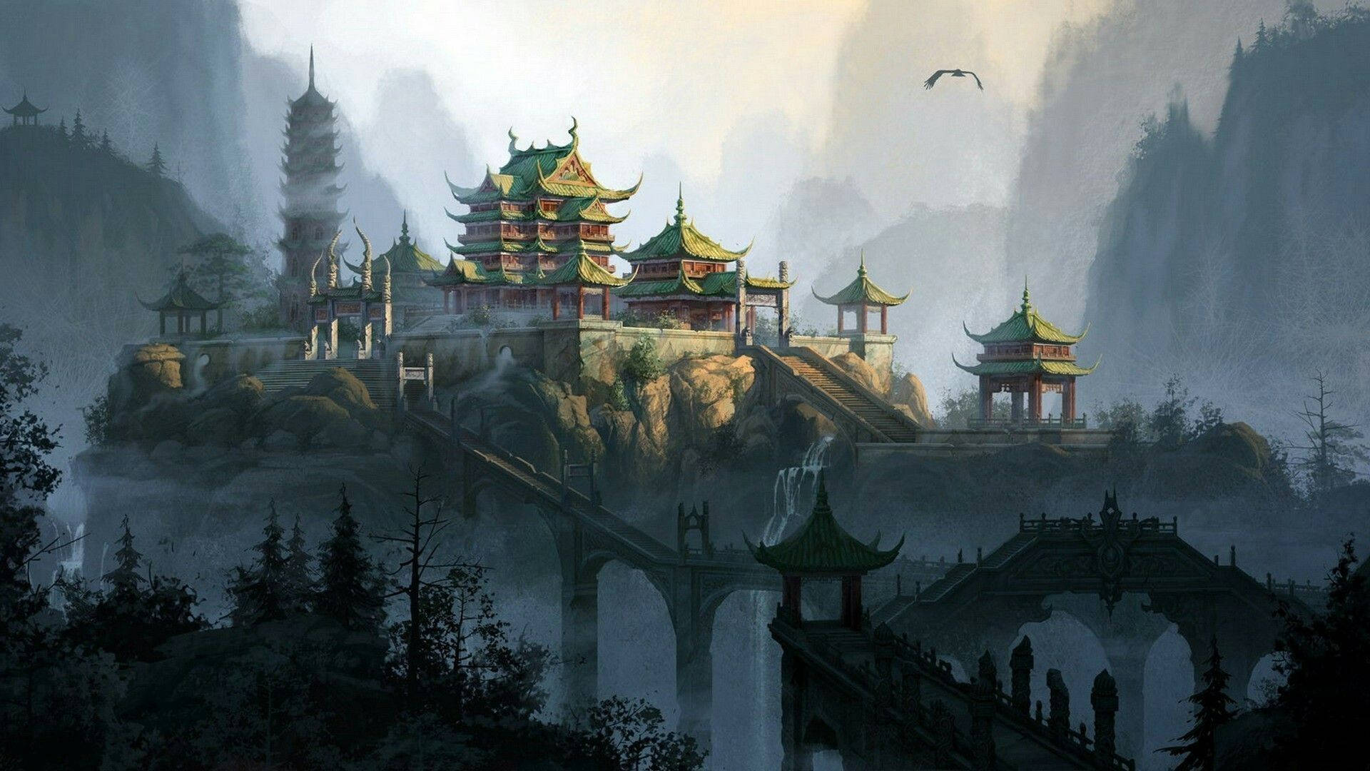 Download Chinatown Landscape Art Wallpaper