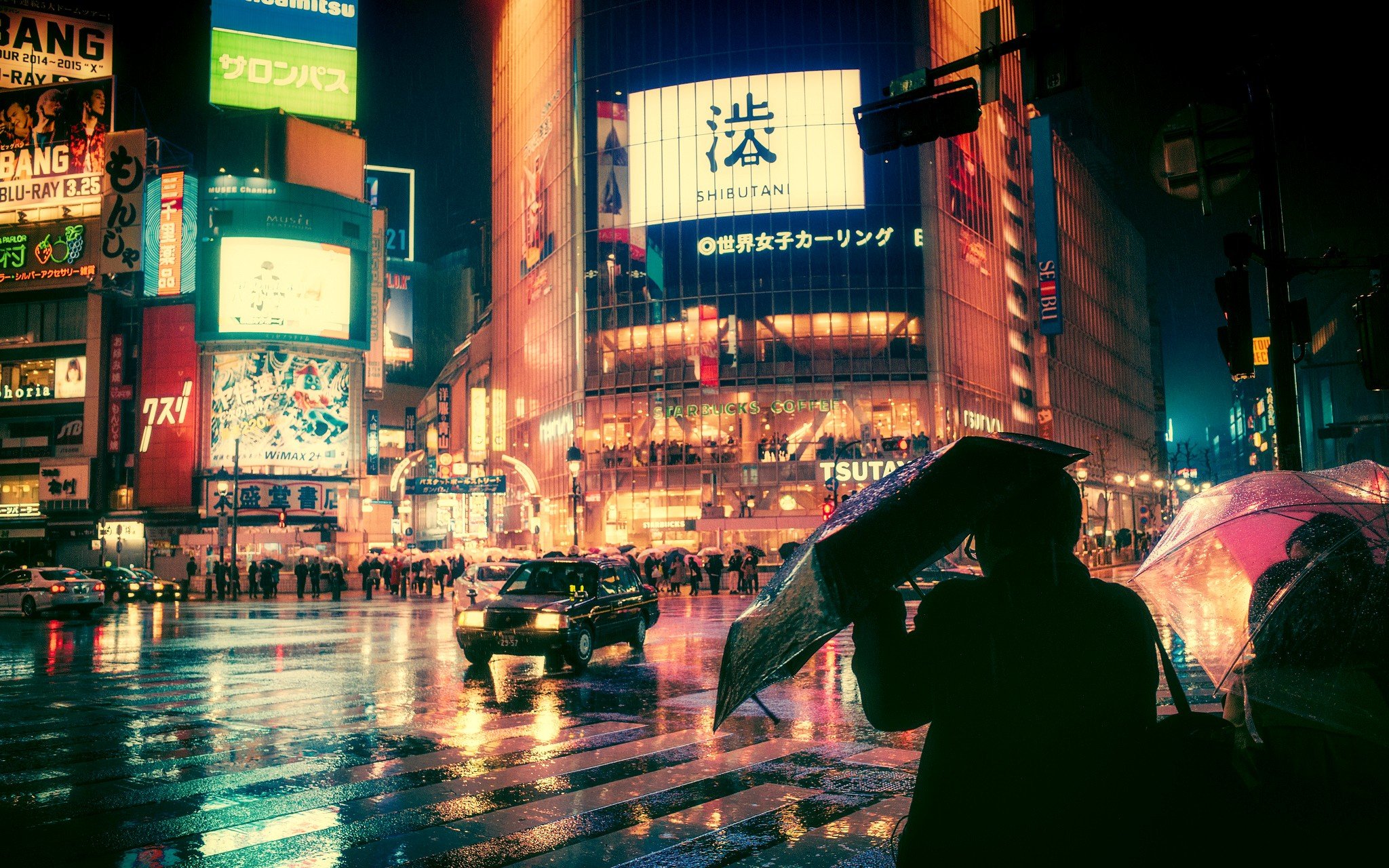 city night street light rain japan Gallery HD Wallpaper