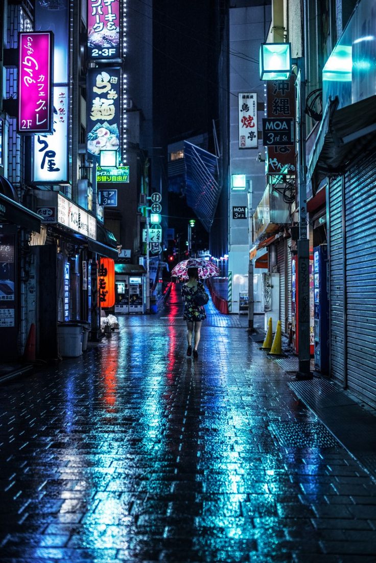 A rainy night on the streets of Shinjuku. Tokyo night, Cyberpunk city, Rainy city