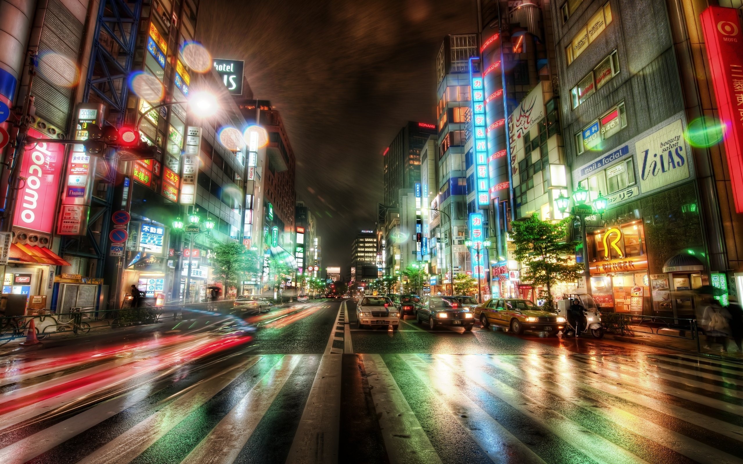Tokyo, City, Road, Traffic, Lights, Neon, Long Exposure, Rain, Wet Wallpaper HD / Desktop and Mobile Background