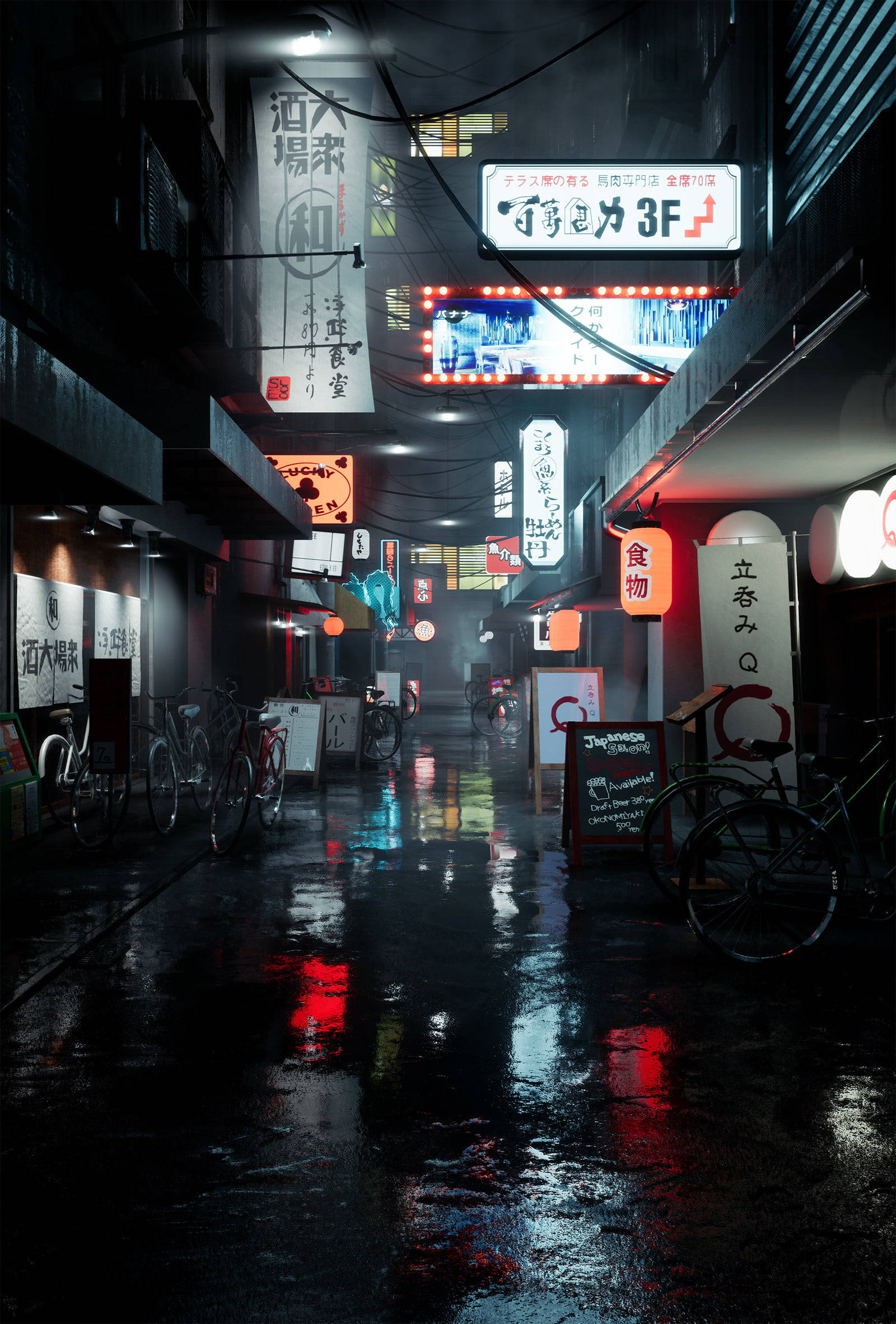 Download Rainy Japan 4k At Night Wallpaper