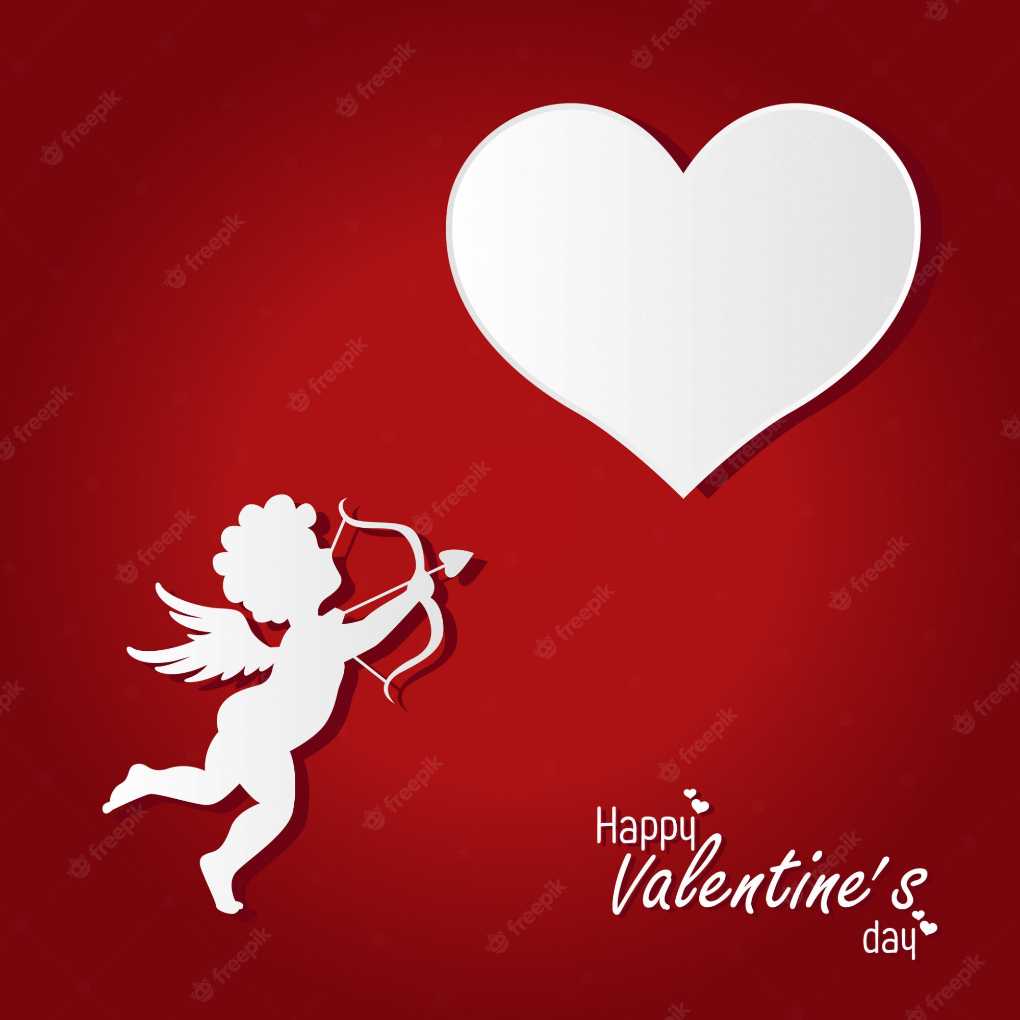 Premium Photo | Flying cupid silhouette, happy valentine's day banners,  paper art style. amour on red paper