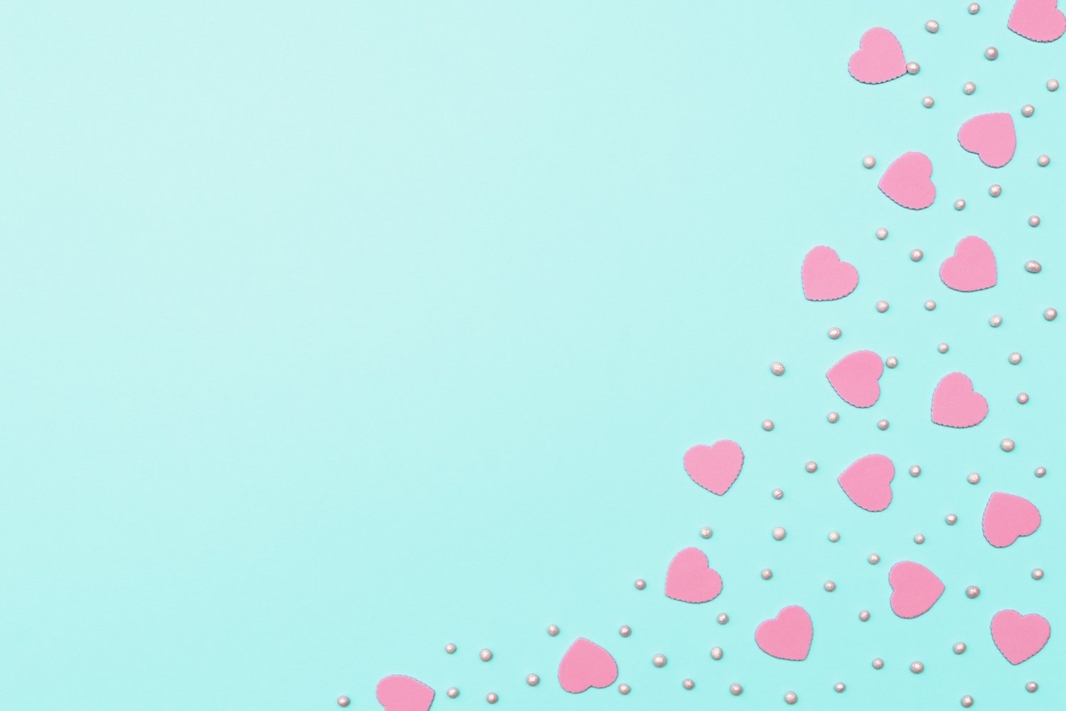 Valentine's Day blue background with pink hearts