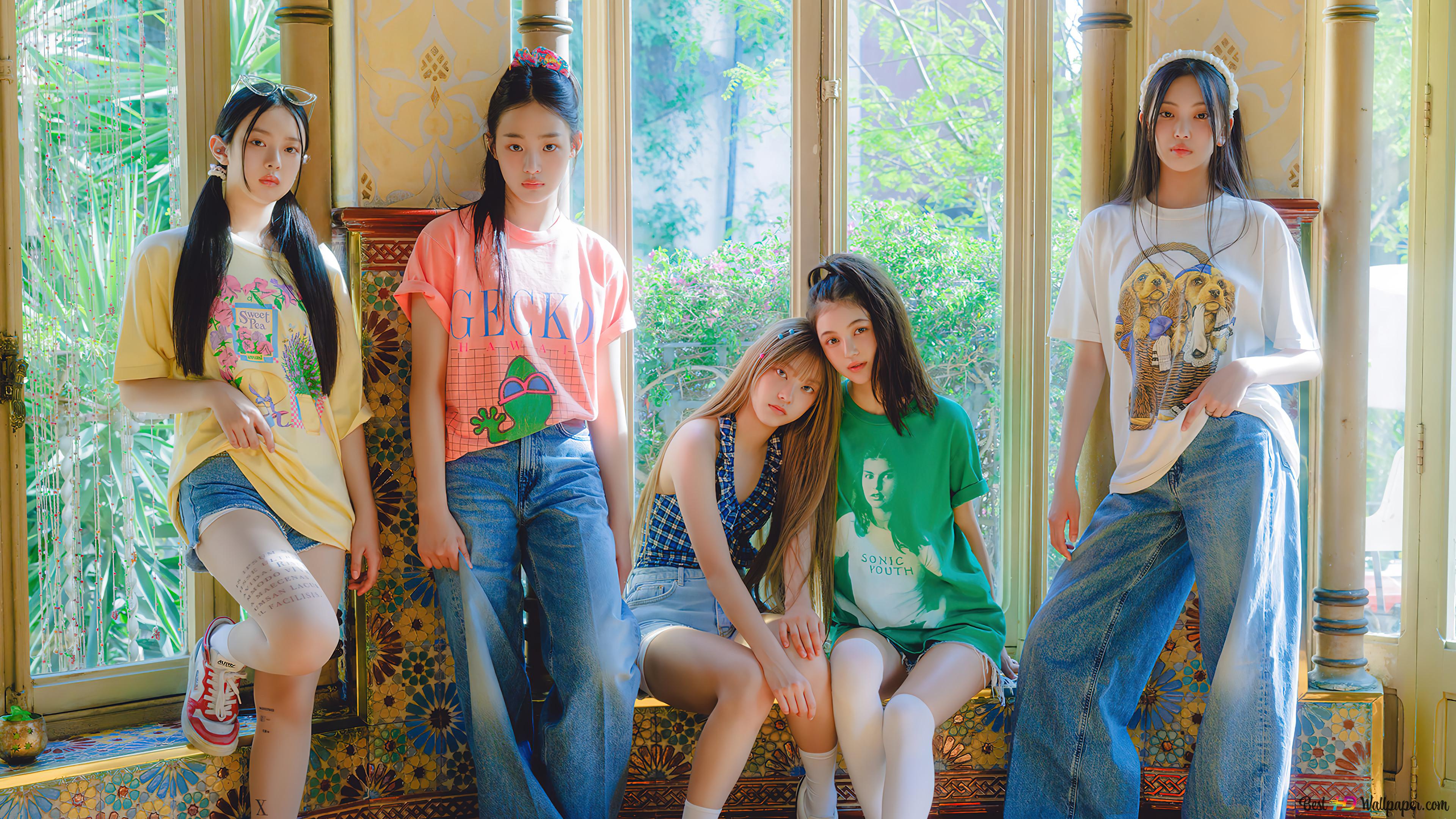 Gorgeous Members of 'NewJeans' (Kpop Girls Group) 4K wallpaper download