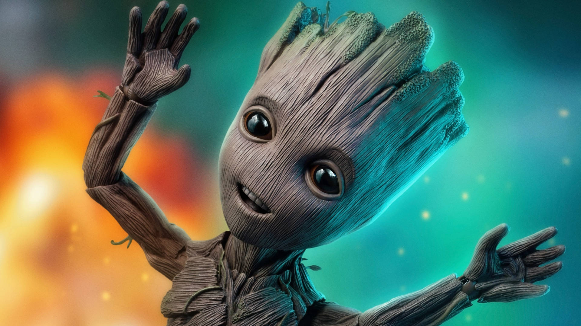 Download HD Superhero Amazed Baby Groot Wallpaper