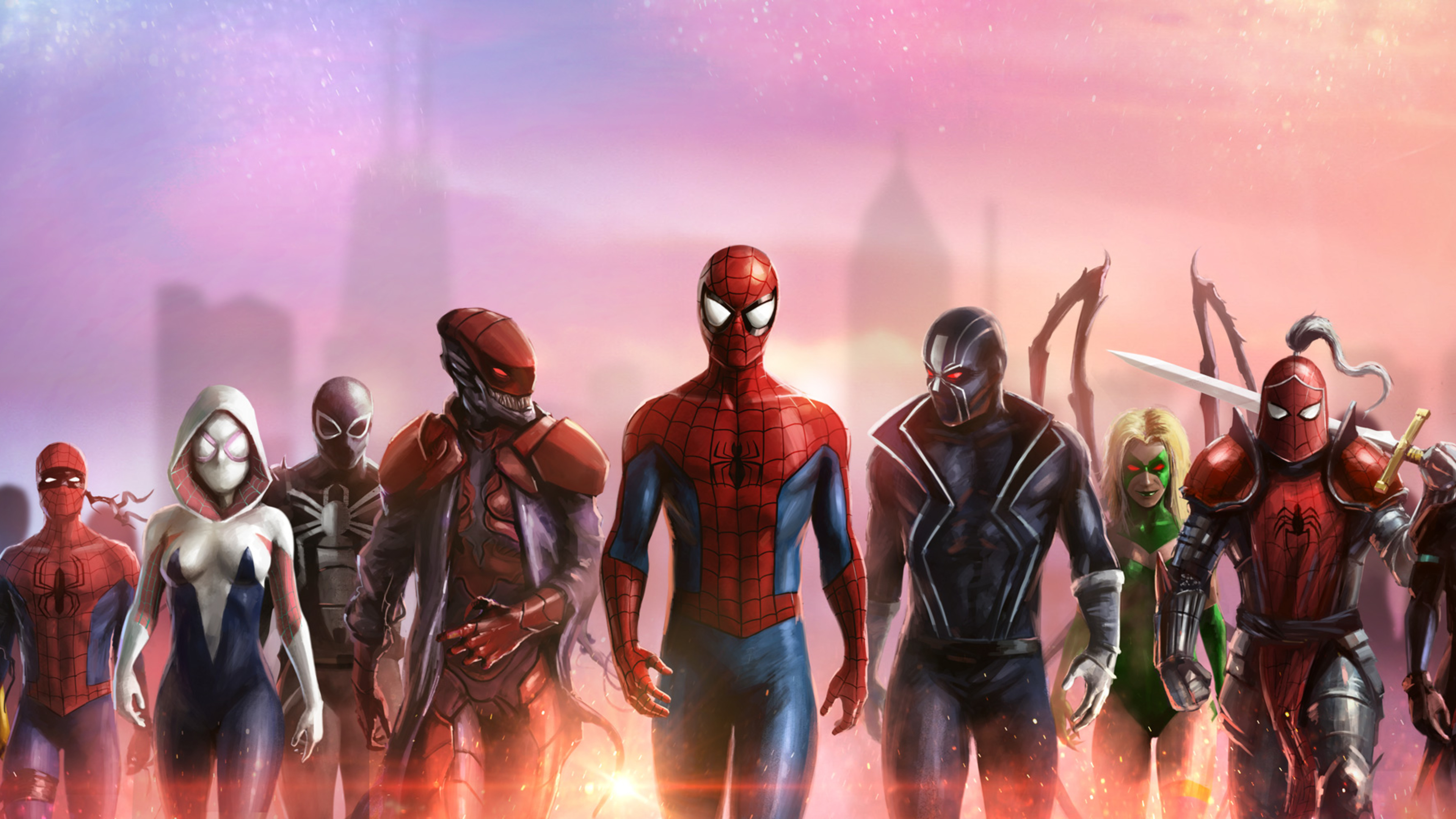 Wallpaper 4k Spiderman And His Team Wallpaper