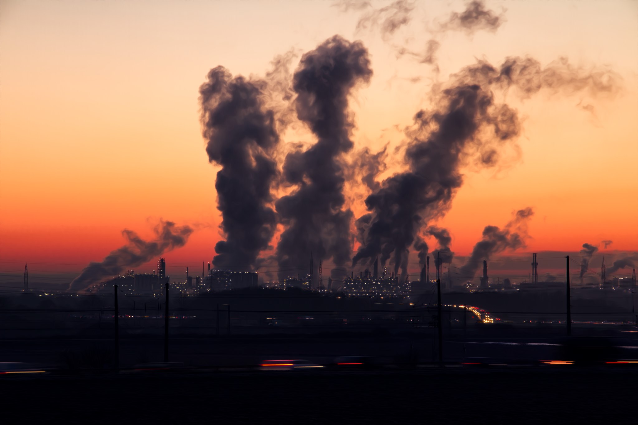 Wallpaper / industry sunrise sky air pollution 4k wallpaper free download