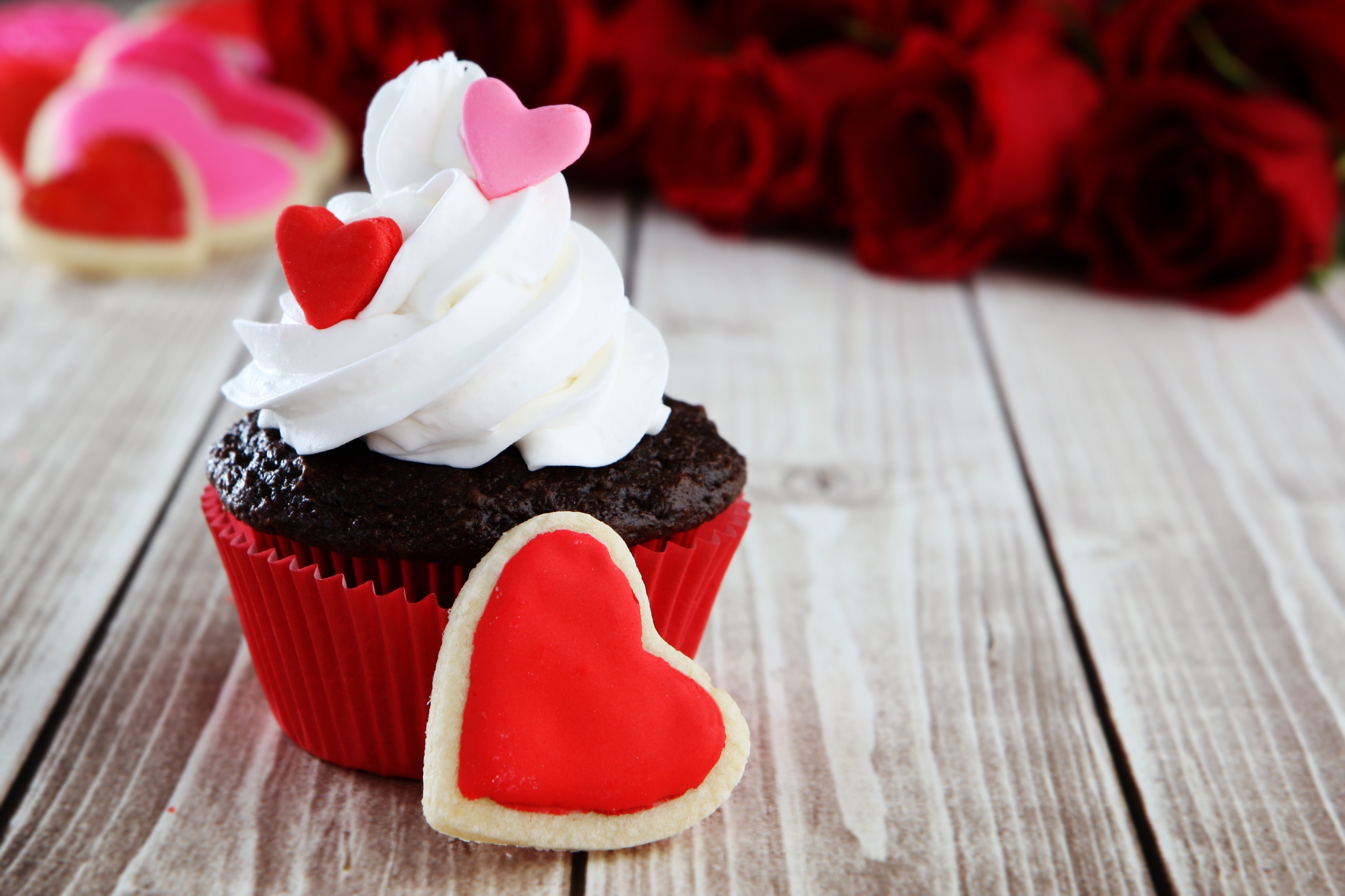 Valentine's Day, Cupcake, Heart Gallery HD Wallpaper