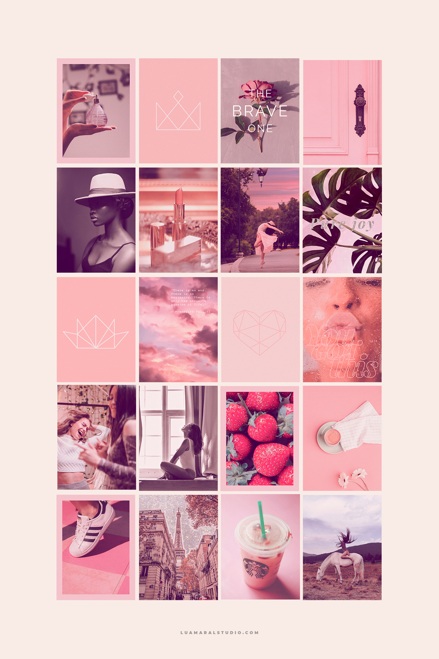 digital image for pink wall collage and social media. Perseverance theme ⋆ The Aesthetic Shop