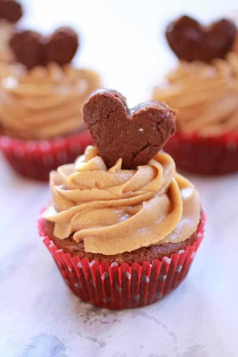 Valentine Brownie Cupcakes with Peanut Butter Frosting Baked Harvest