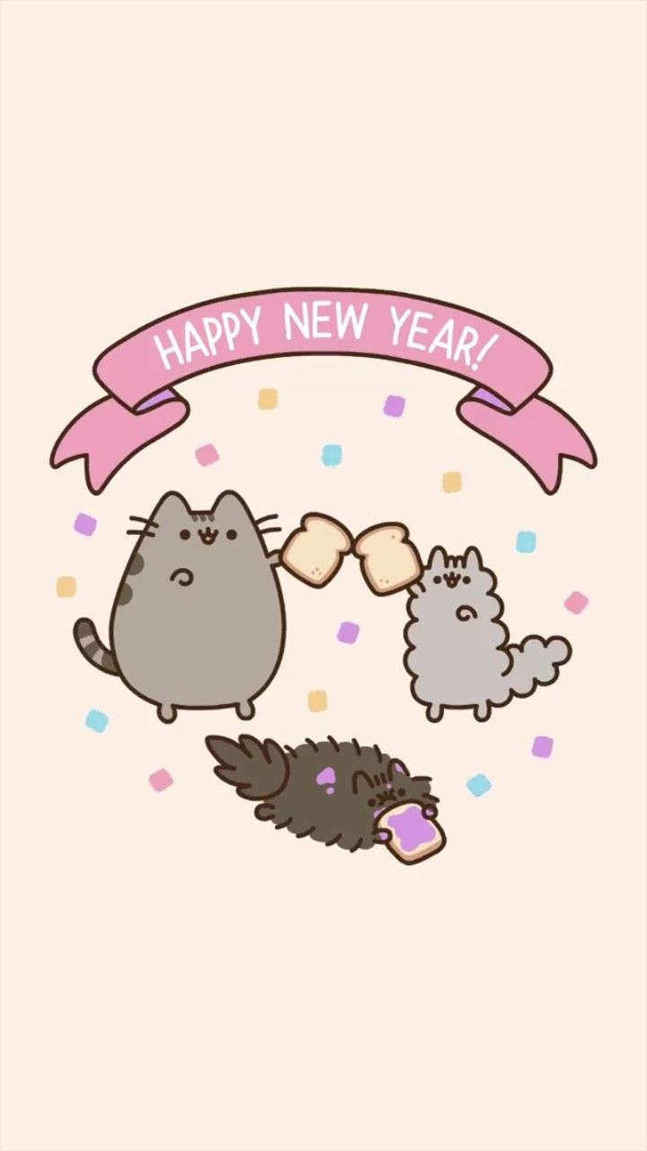 Pusheen Happy New Year. Pusheen cute, Pusheen cat, Cute cartoon wallpaper