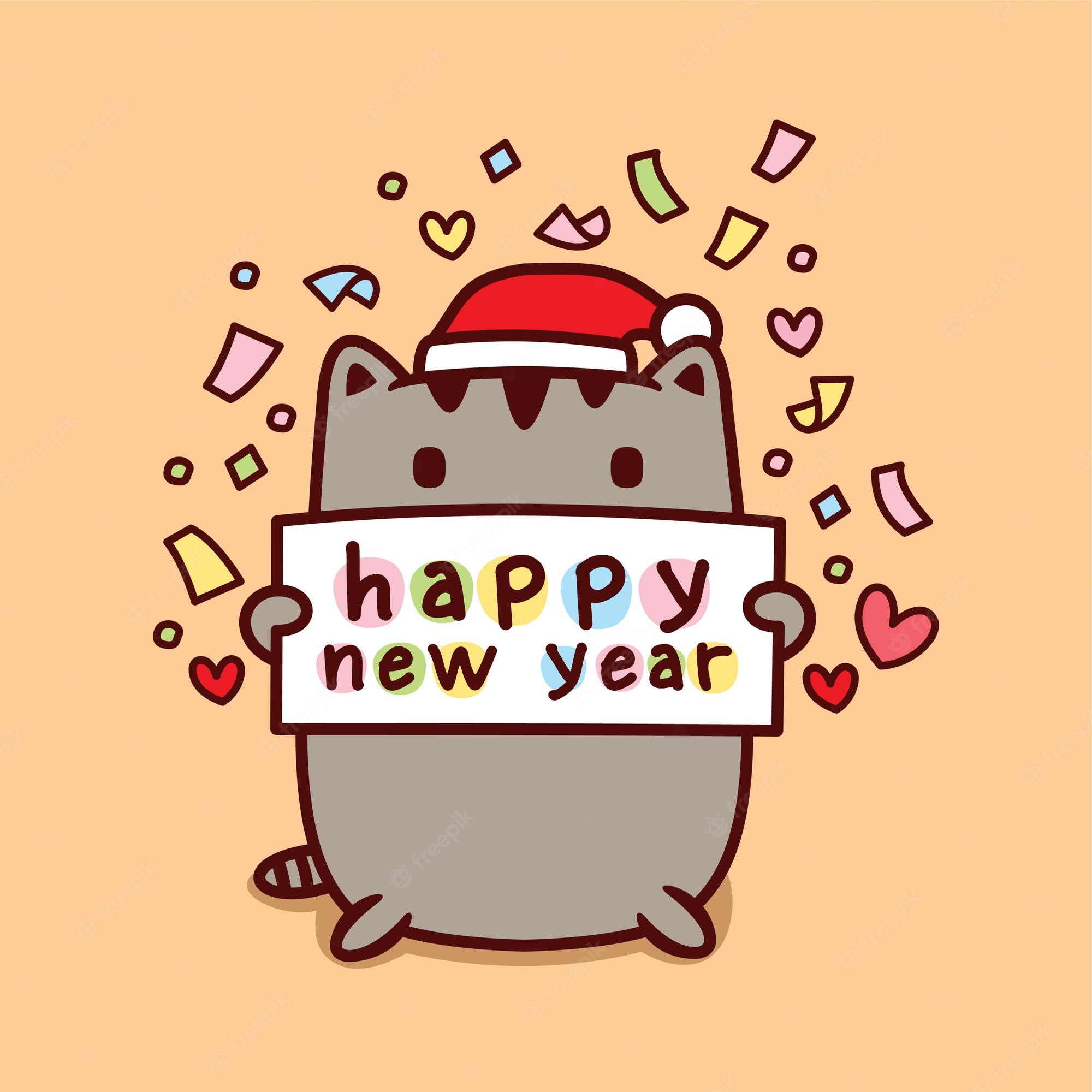 Happy New Year Cat Image