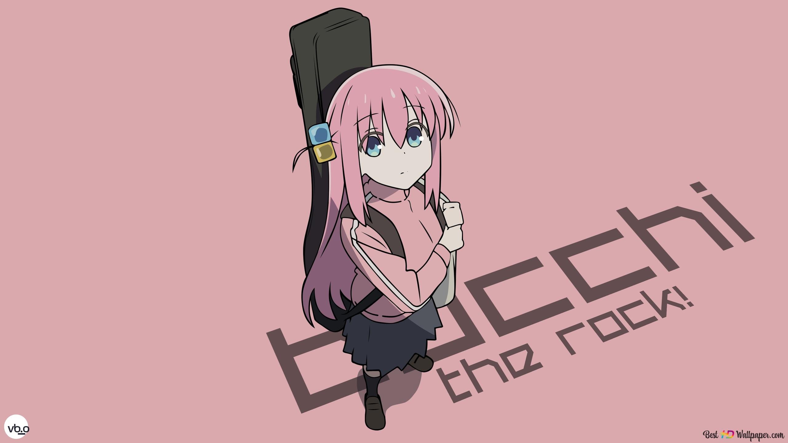 Bocchi The Rock anime character pink haired musician girl 4K wallpaper download